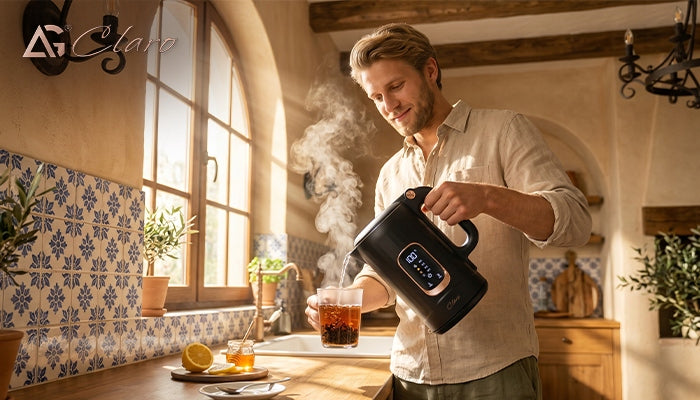 ELECTRIC KETTLE CLARO UNO 1800W 1,8L WITH TEMPERATURE CONTROL LCD BLACK Packaging status original
