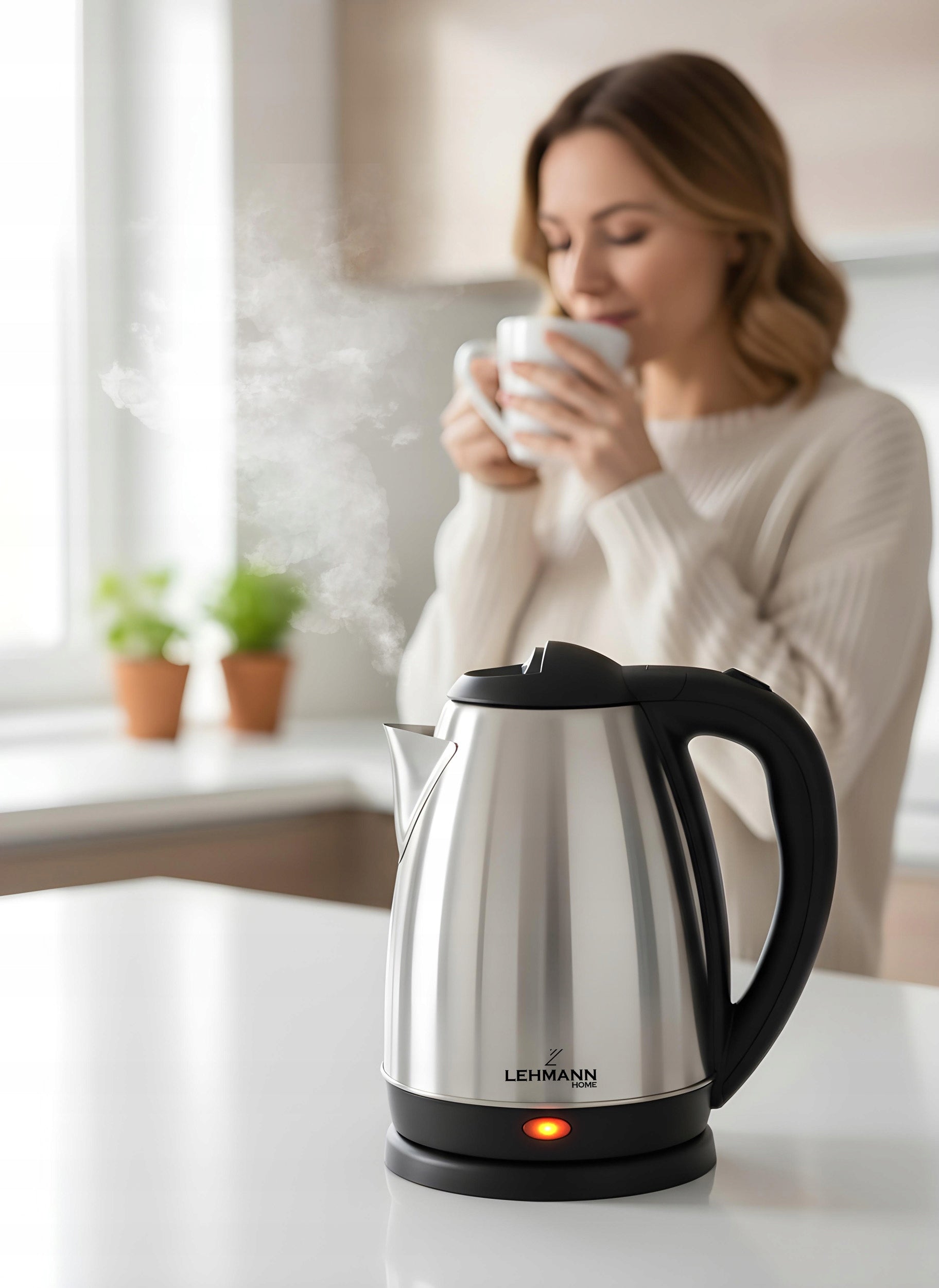 ELECTRIC KETTLE CORDLESS STAINLESS STEEL LARGE STRONG QUIET 2200W Manufacturer code CZAJNIK ELEKTRYCZNY STALOWY MOCNY LEHMANN XXL
