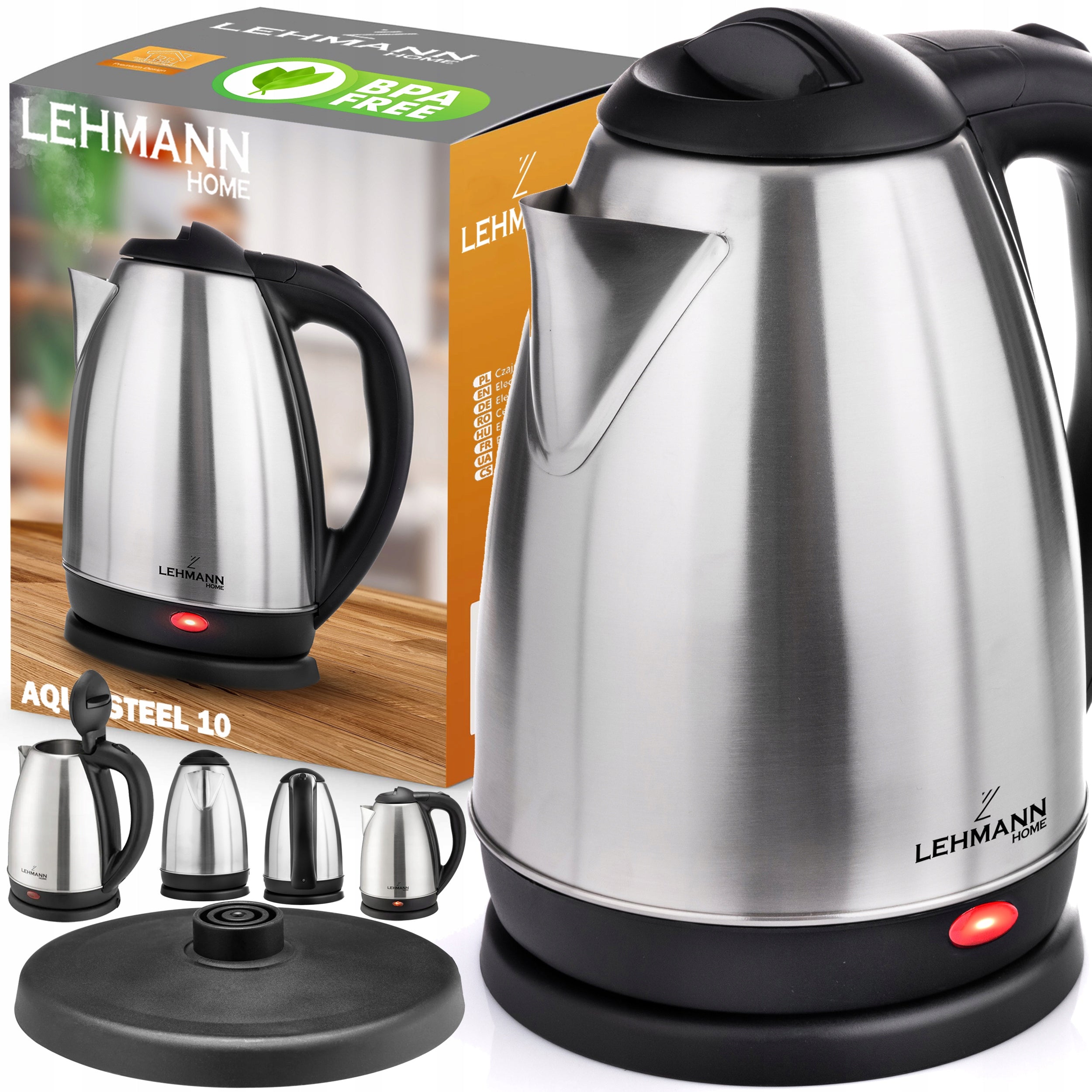 ELECTRIC KETTLE CORDLESS STAINLESS STEEL LARGE STRONG QUIET 2200W