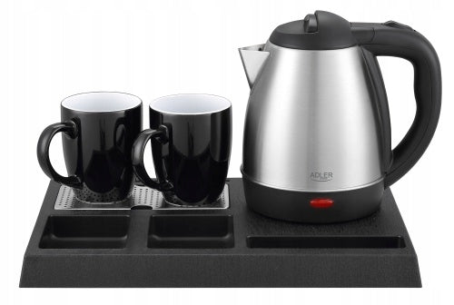 ELECTRIC KETTLE CORDLESS STEEL HOTEL WELCOME SET 2 CUPS Packaging status original