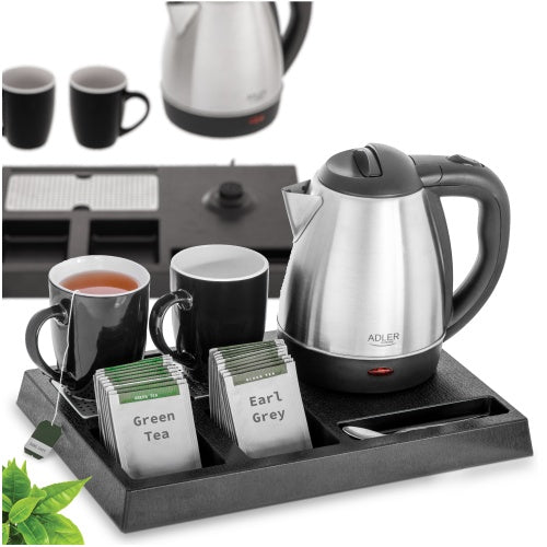 ELECTRIC KETTLE CORDLESS STEEL HOTEL WELCOME SET 2 CUPS