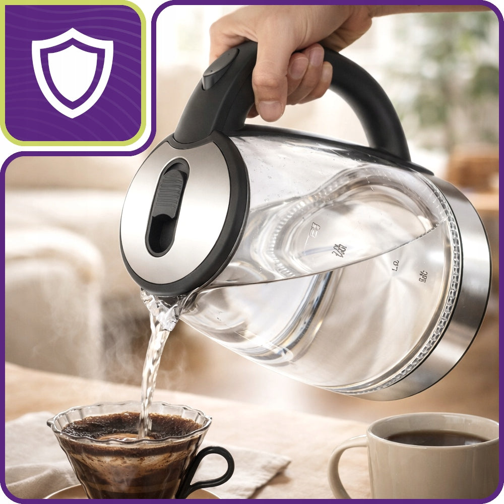 ELECTRIC KETTLE GLASS BACKLIGHT LED 2L COLORLESS PRETZEL 1500W Packaging status original