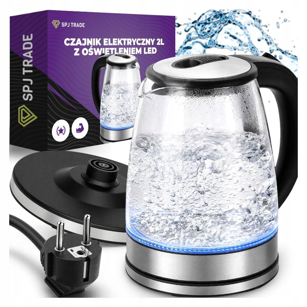ELECTRIC KETTLE GLASS BACKLIGHT LED 2L COLORLESS PRETZEL 1500W