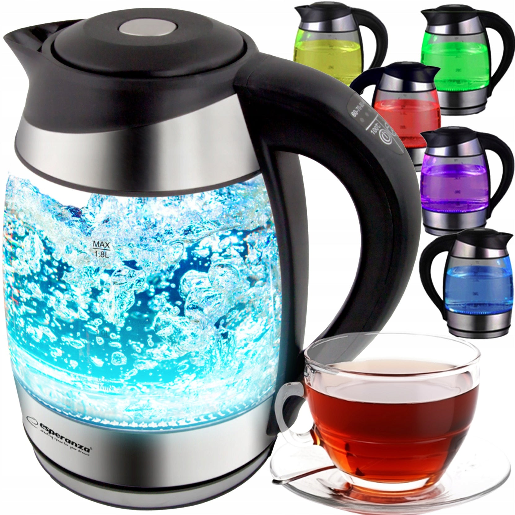 ELECTRIC KETTLE GLASS EKK026 ESPERANZA WITH TEMPERATURE CONTROL 2200W
