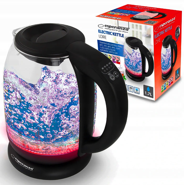 ELECTRIC KETTLE GLASS ESPERANZA LOIRE EKK027 TEMPERATURE CONTROL Manufacturer code EKK027