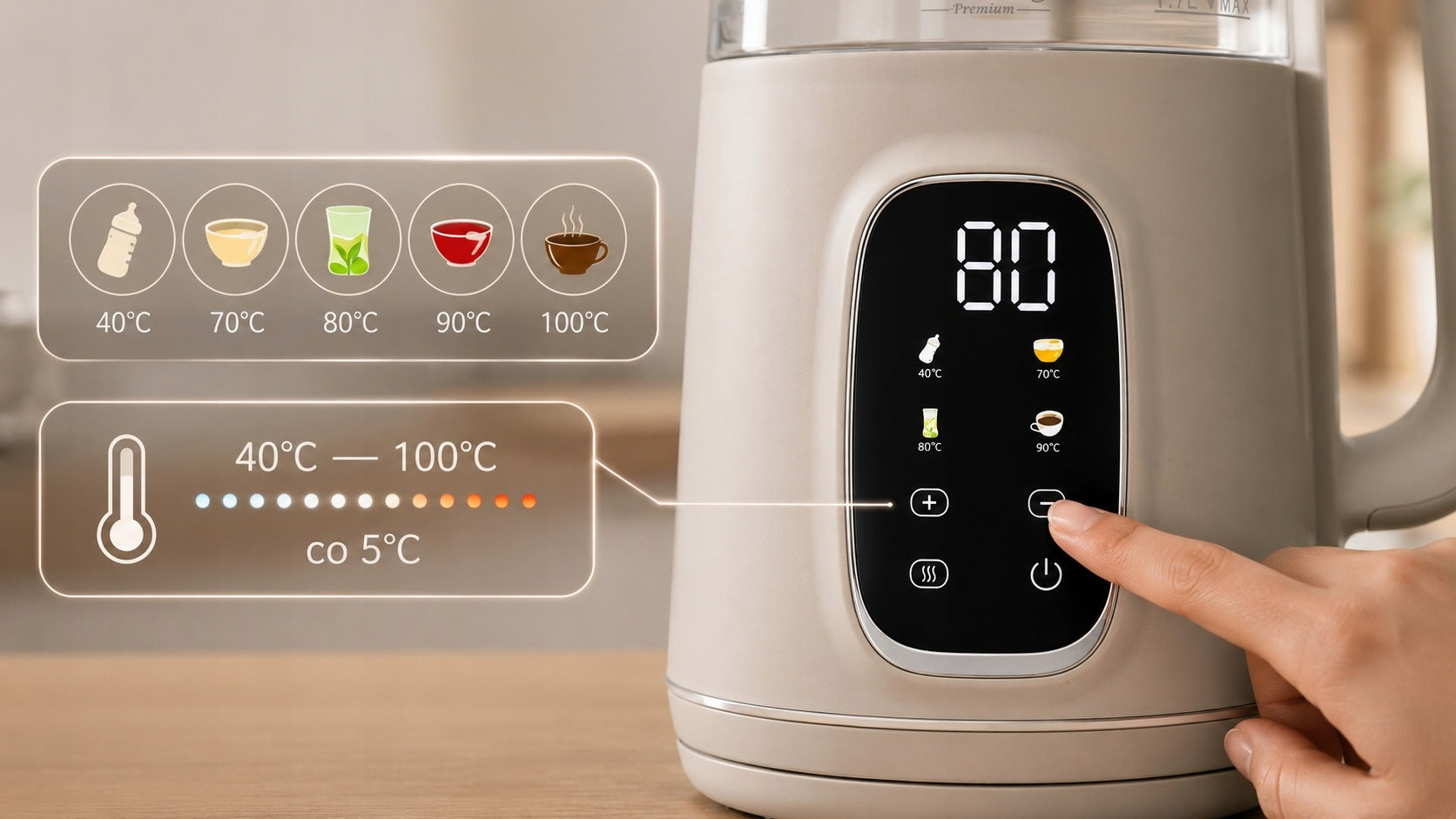 ELECTRIC KETTLE GLASS TEMPERATURE CONTROL 40-100C 1,7L 2200W LED Manufacturer code cr_1383 czajnik do kuchni kuchenny