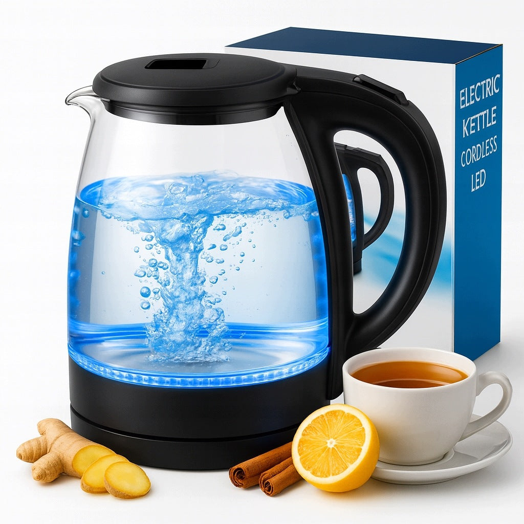 ELECTRIC KETTLE GLASS WIRELESS ILLUMINATED WITH LED LARGE 2.0