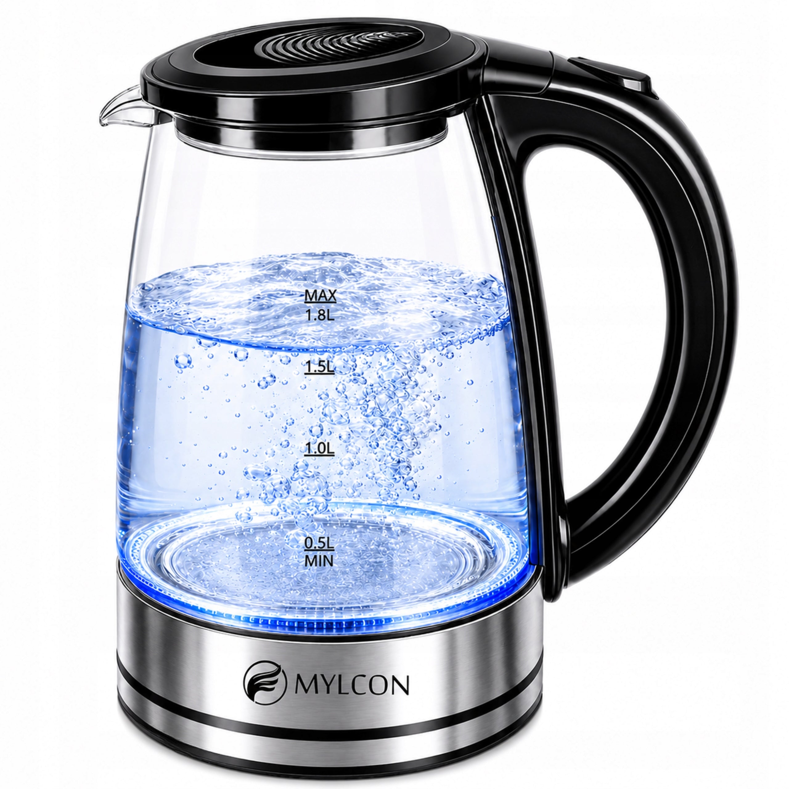 ELECTRIC KETTLE GLASS WIRELESS QUIET 1,8L ILLUMINATED LED STEEL
