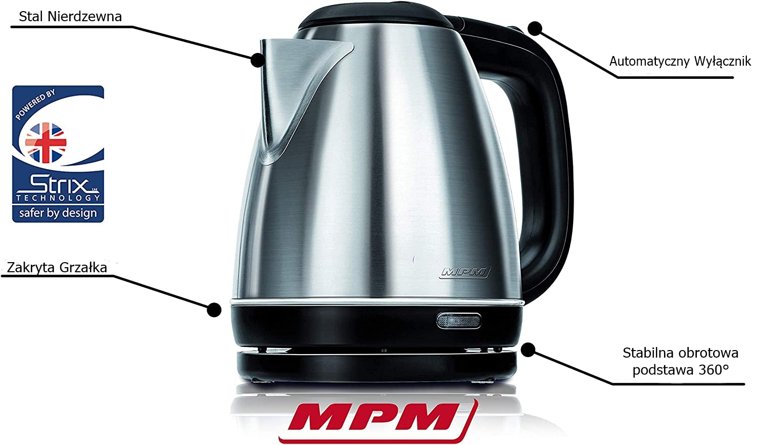 ELECTRIC KETTLE SILVER STEEL 1L 1600W Packaging status original