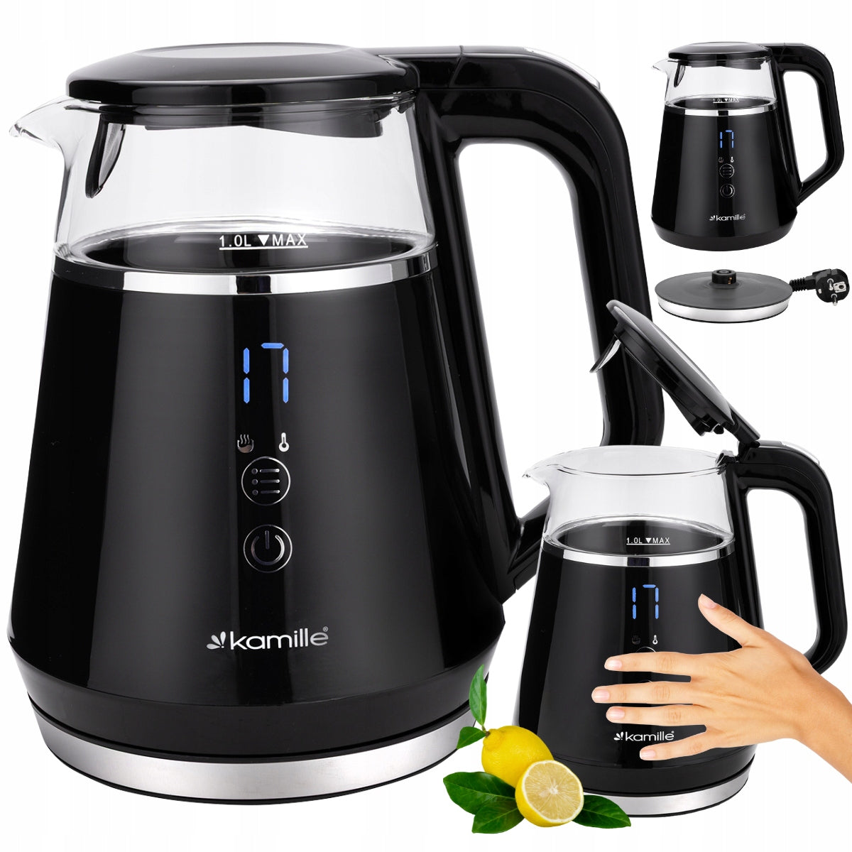ELECTRIC KETTLE TEMPERATURE CONTROL TOUCH PANEL 1,0L 1100W KAMILLE