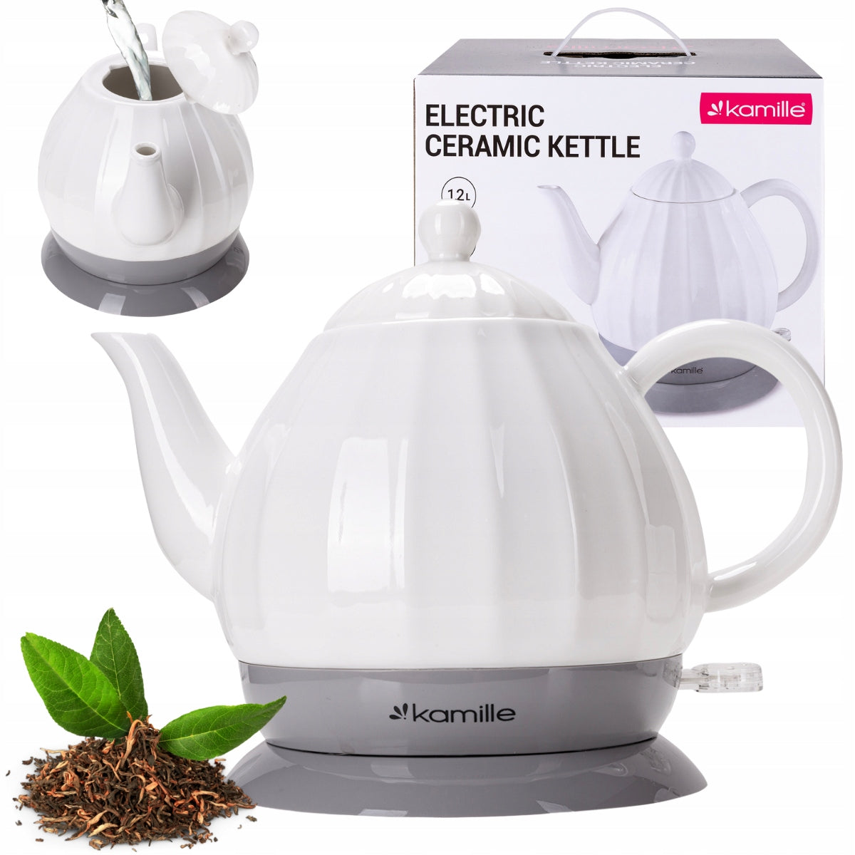 ELECTRIC KETTLE WIRELESS CERAMIC KAMILLE 1200 W 1,2 L white