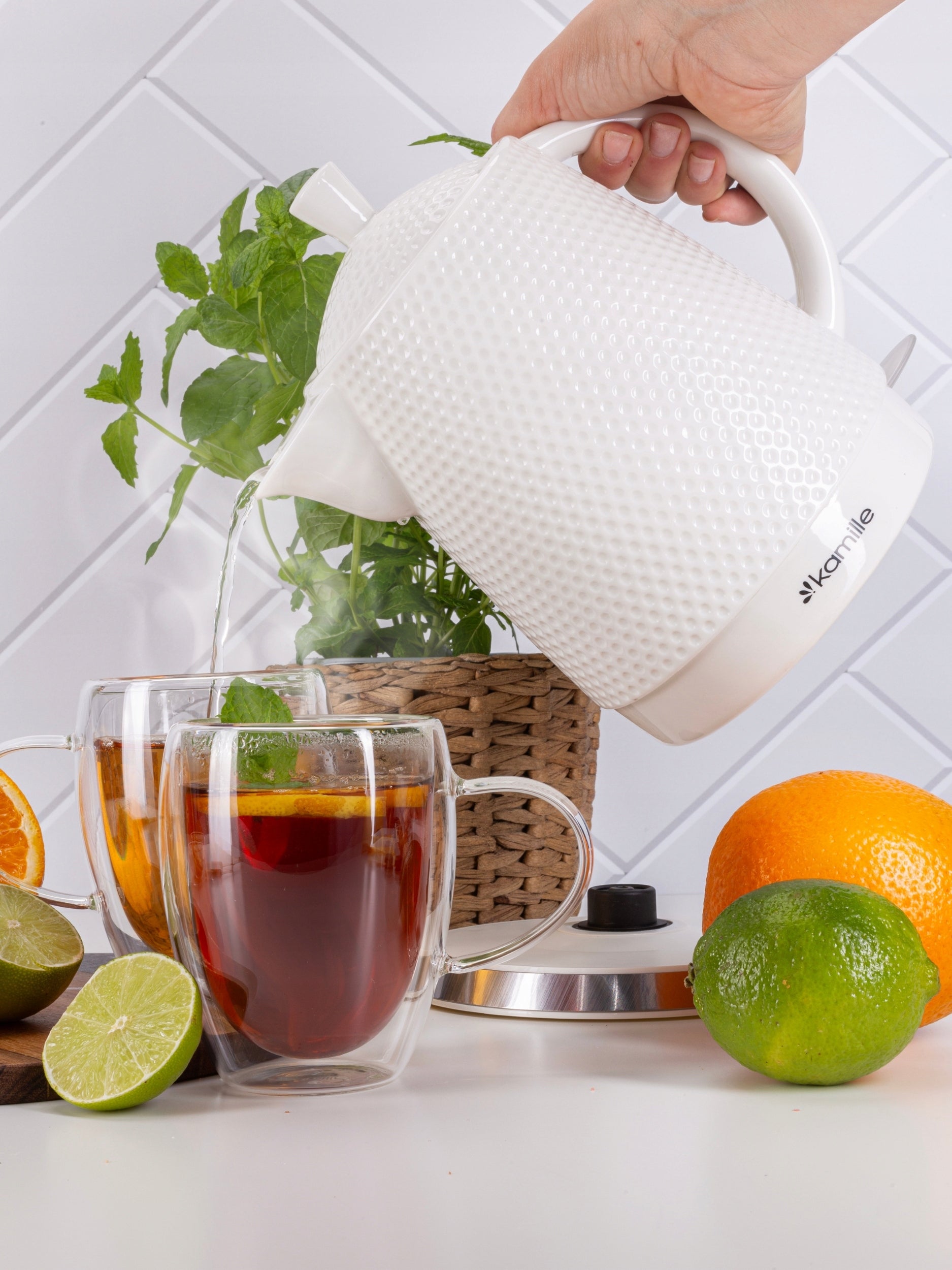 ELECTRIC KETTLE WIRELESS CERAMIC KAMILLE 1200 W 1,5 L white Manufacturer code KM1725