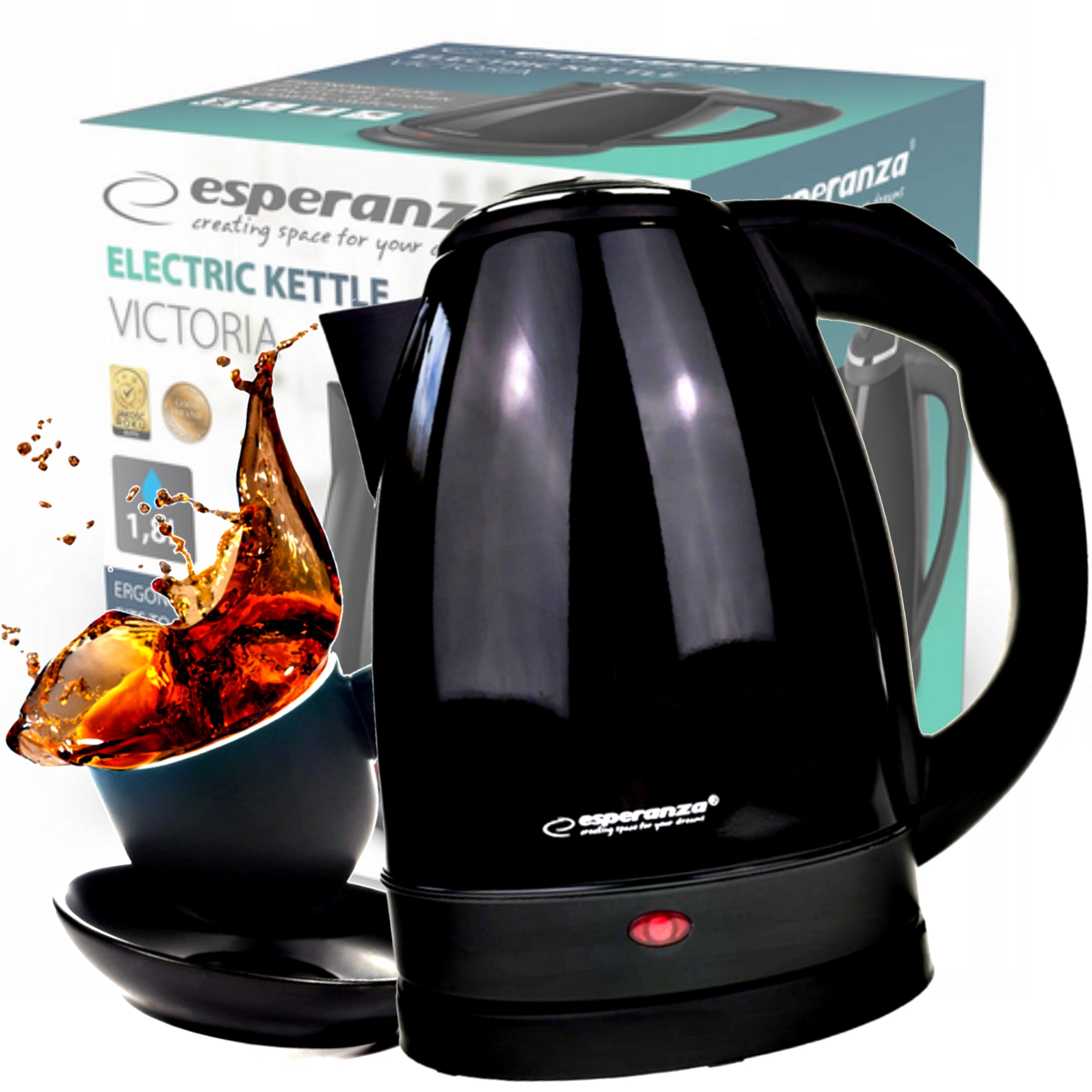 ELECTRIC KETTLE WIRELESS QUIET STAINLESS STEEL ESPERANZA 1.8L