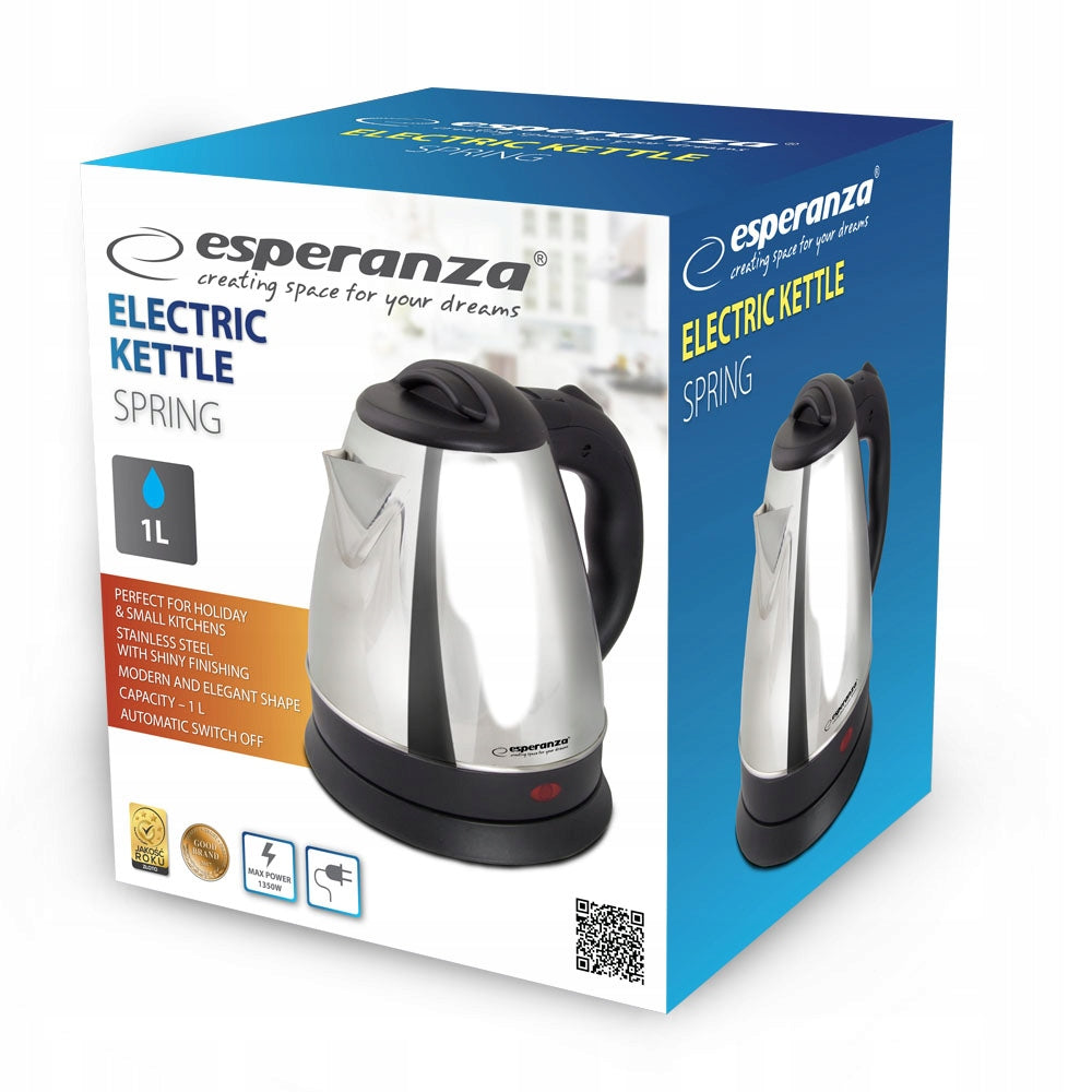 ELECTRIC KETTLE WIRELESS SILENT STAINLESS STEEL 1L ESPERANZA Packaging status original