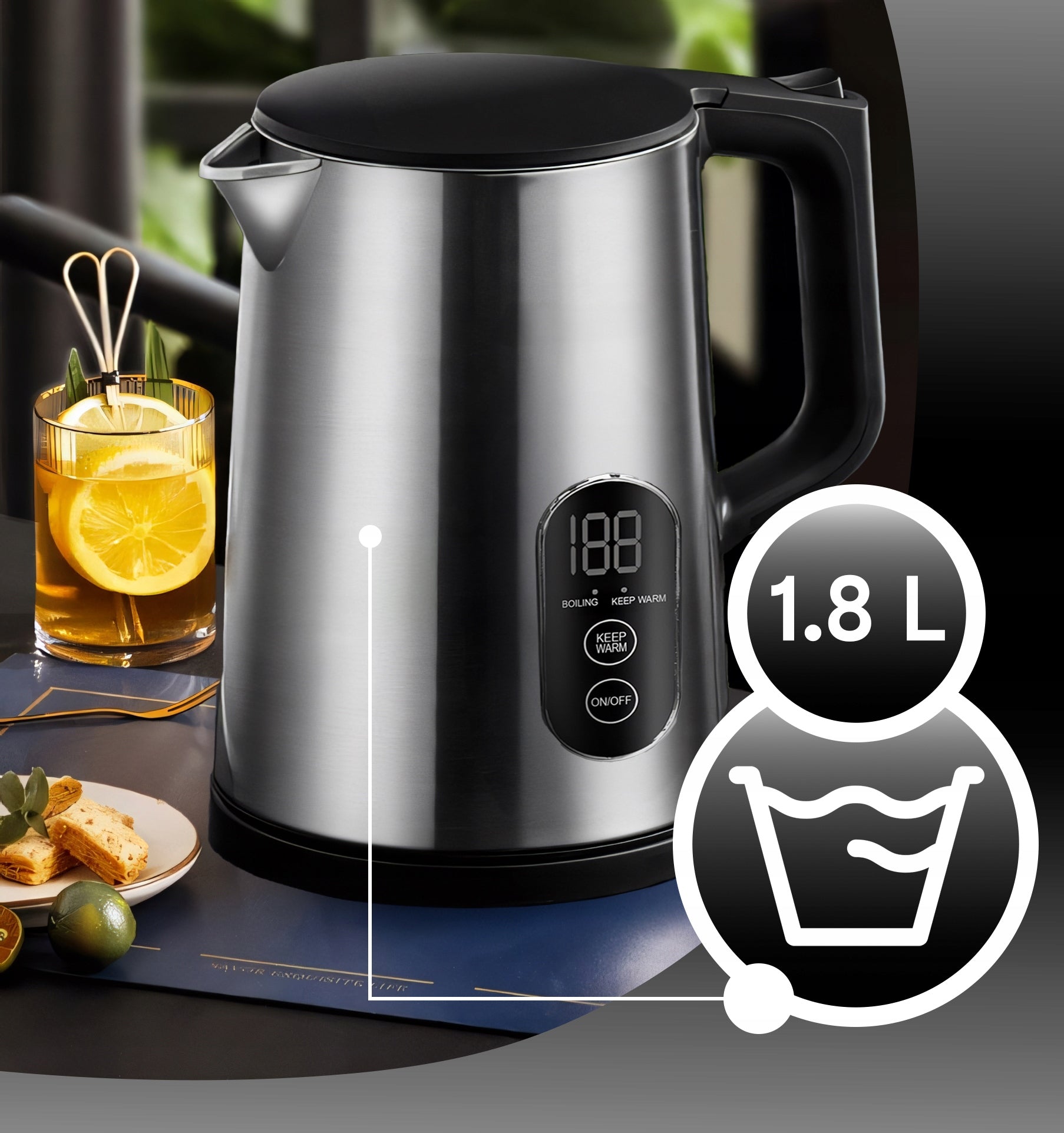 ELECTRIC KETTLE WIRELESS TOUCH 1800W TEMPERATURE CONTROL 1,8L Manufacturer code ER1243