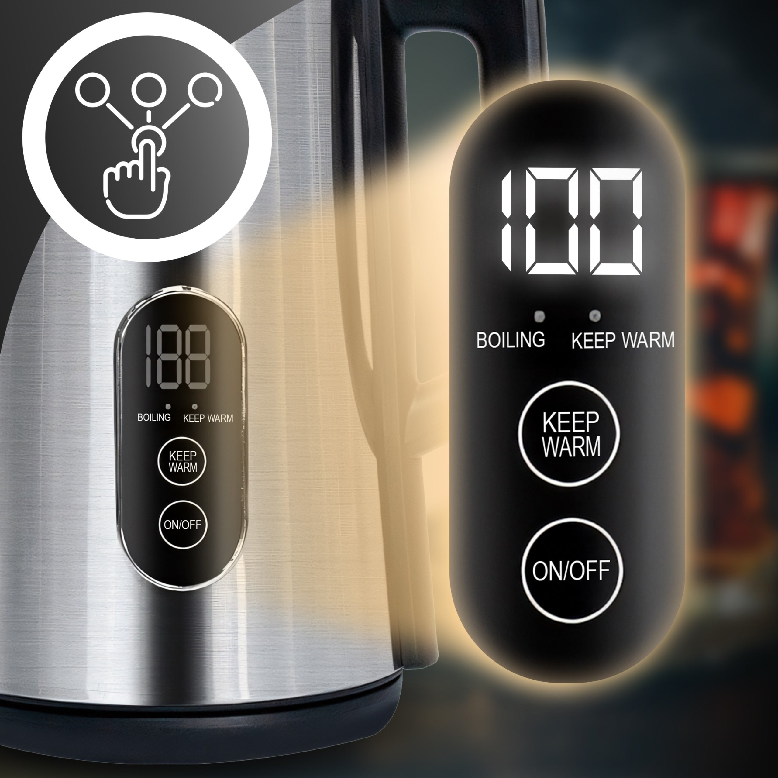 ELECTRIC KETTLE WIRELESS TOUCH 1800W TEMPERATURE CONTROL 1,8L Packaging status original
