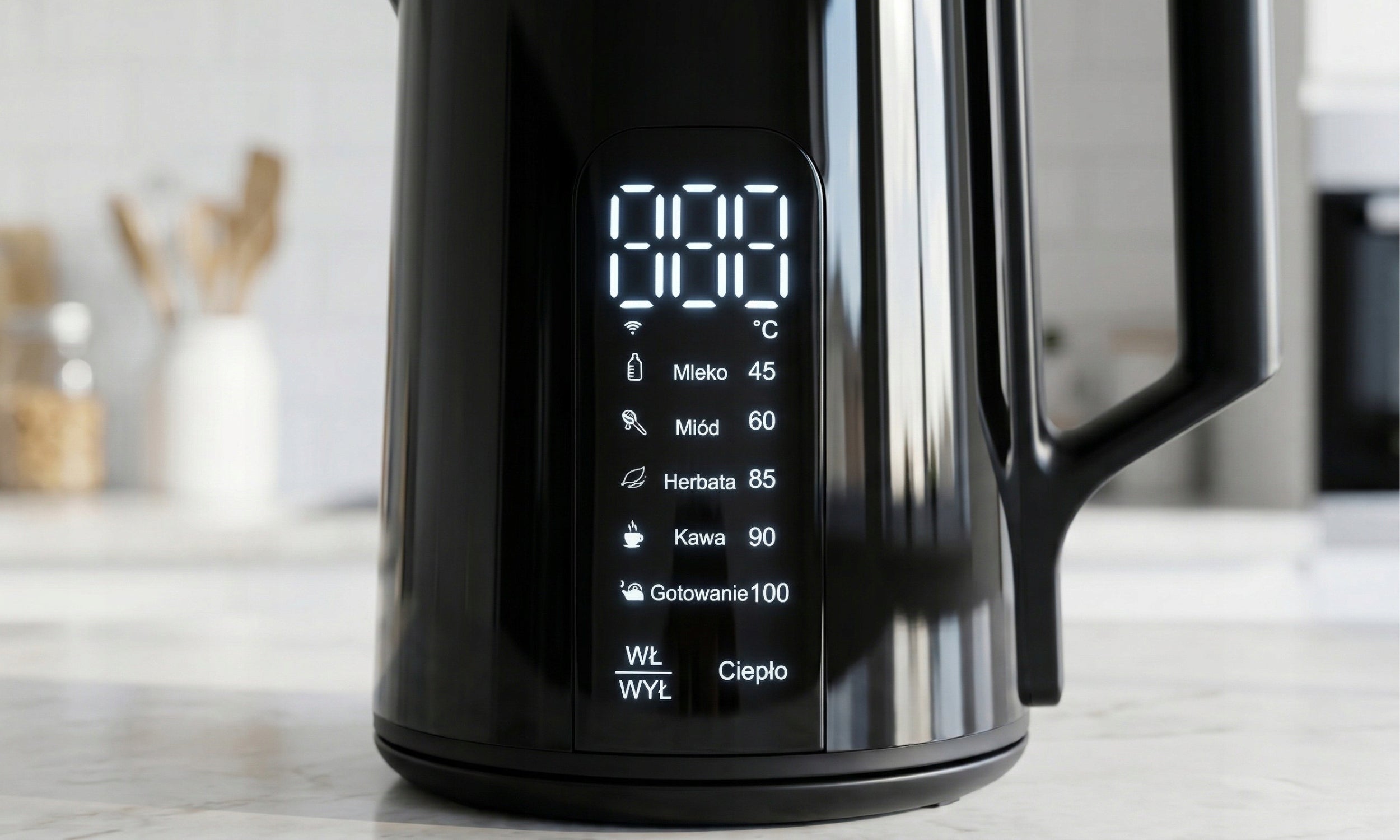 ELECTRIC KETTLE WITH TEMPERATURE CONTROL LED 1,7L STEEL BLACK 2200W Manufacturer code CZAJNIK ELEKTRYCZNY 1,7L KEEP WARM 2 TRYBY