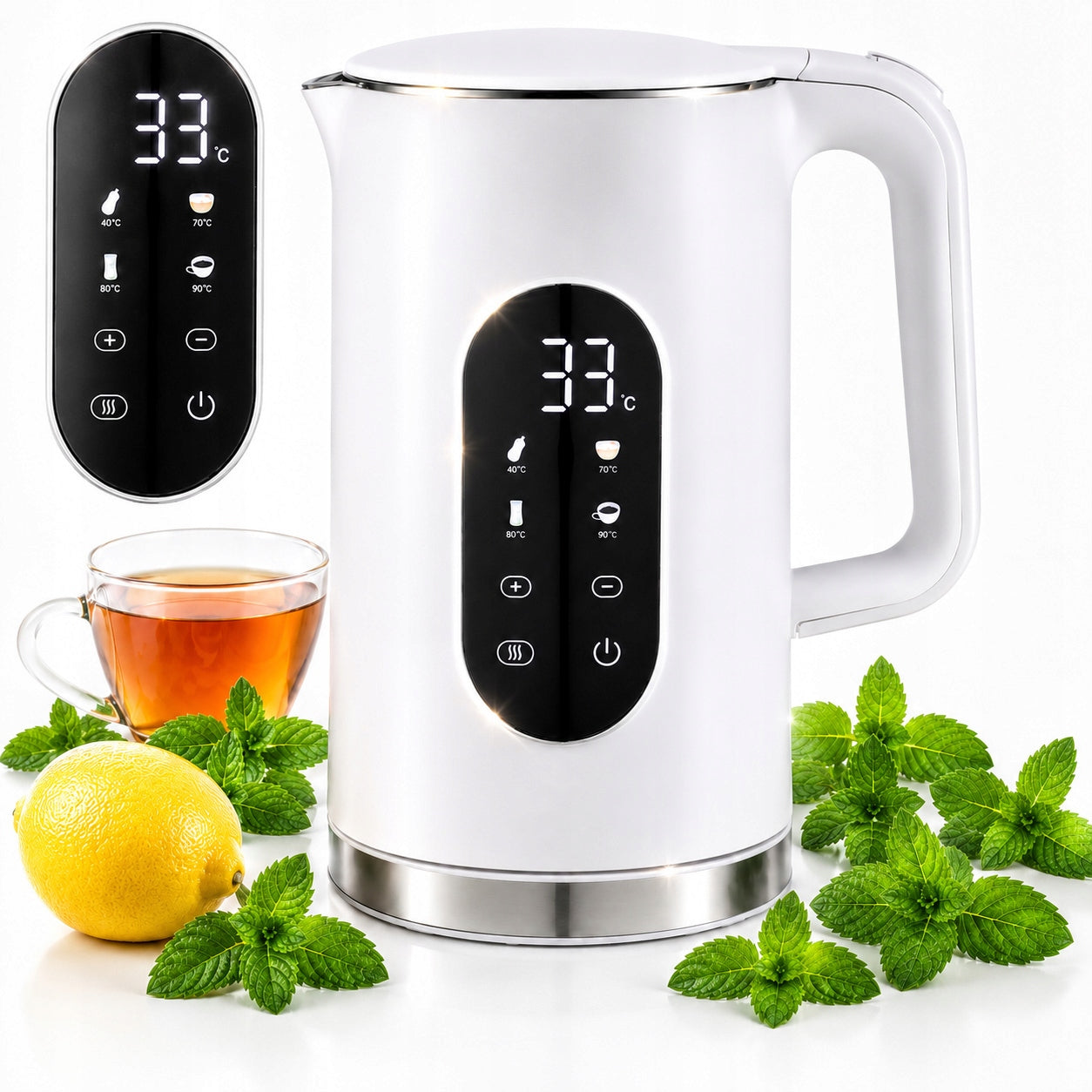 ELECTRIC KETTLE ZILNER 1,7L 2200W WHITE TOUCH TEMPERATURE CONTROL