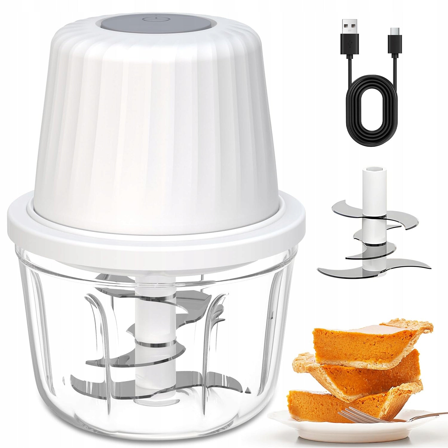 ELECTRIC KITCHEN SHREDDER 400 ML, PORTABLE MIXER WITH 6 BLADES