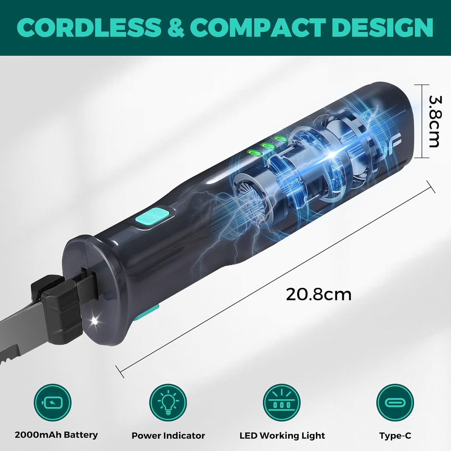 ELECTRIC KNIFE WIRELESS 8V STAINLESS STEEL SET WITH ACCESSORIES Manufacturer code 5903387834204