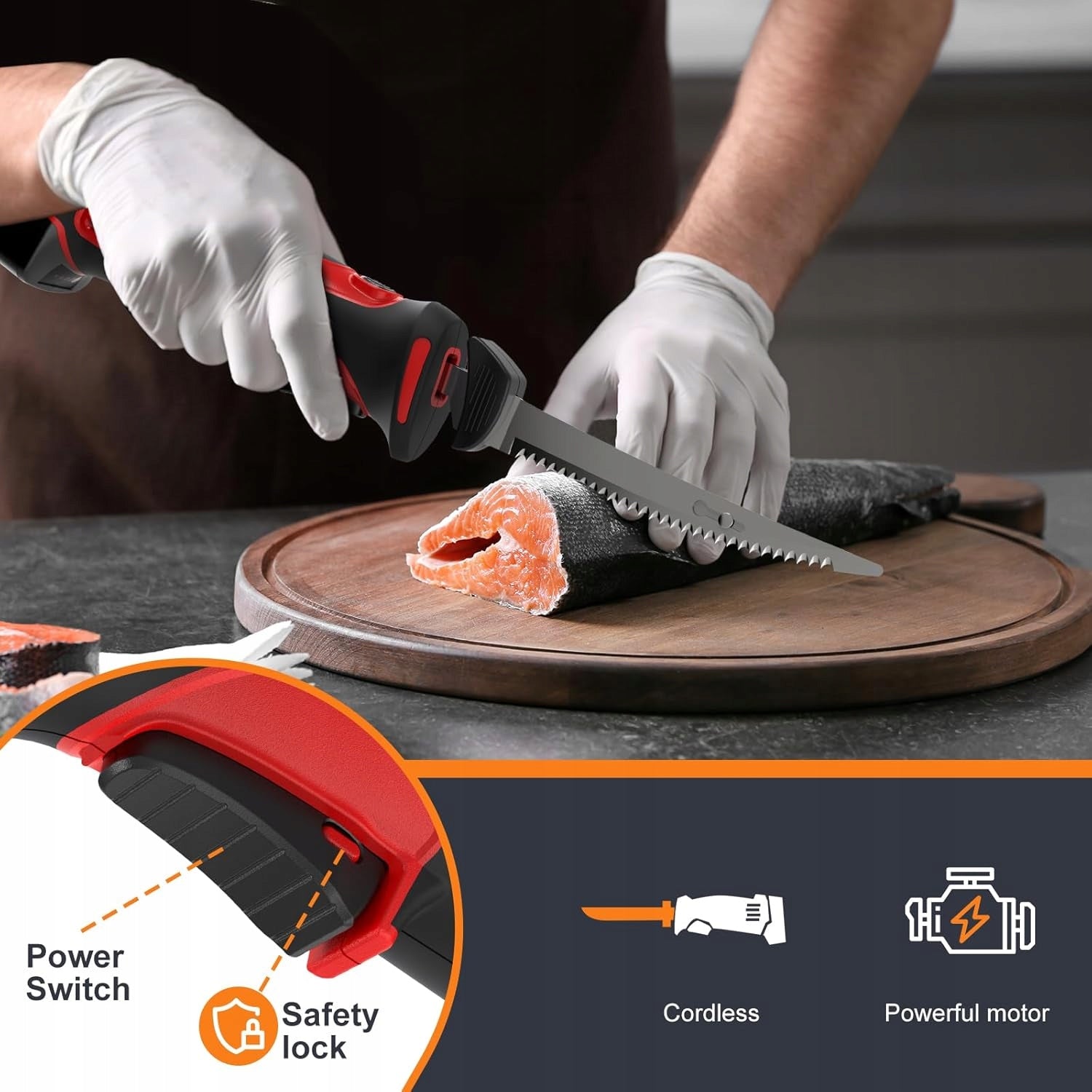 ELECTRIC KNIFE WIRELESS FOR FISH 4 BLADES STAINLESS STEEL SET Manufacturer code 5903387684885