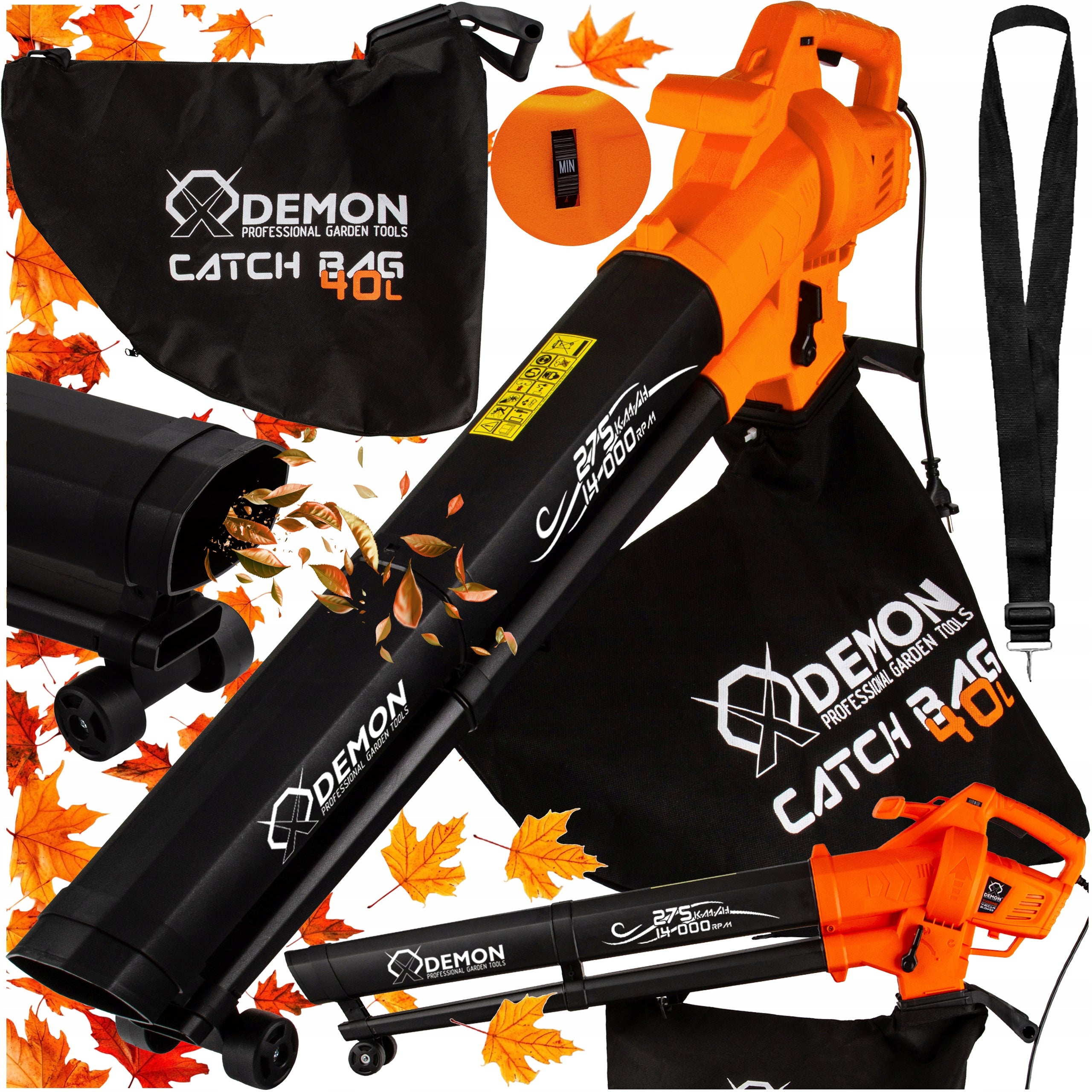 ELECTRIC LEAF BLOWER 3500W GARDEN 3IN1 VACUUM CLEANER SHREDDER 40L