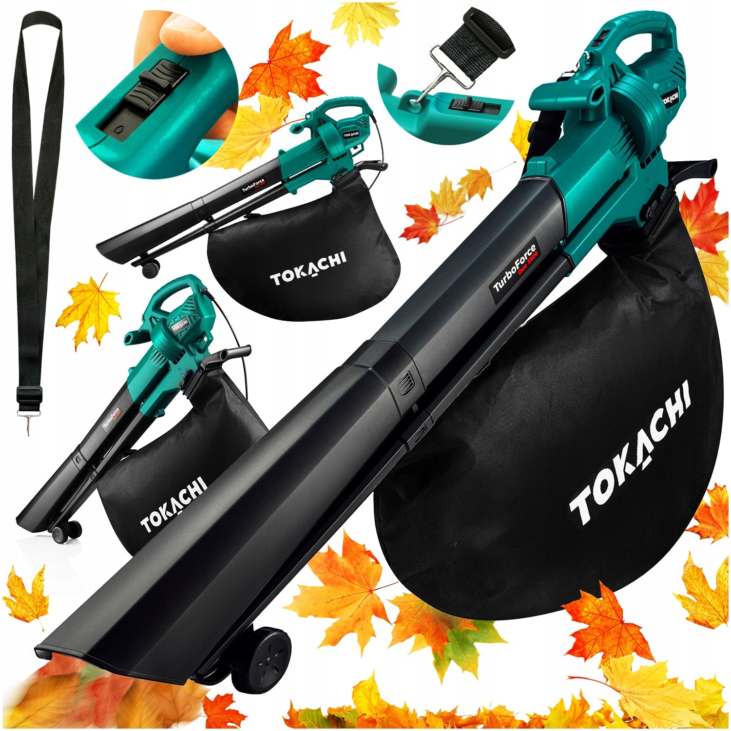 ELECTRIC LEAF BLOWER 3500W GARDEN 3IN1 VACUUM CLEANER SHREDDER 45L