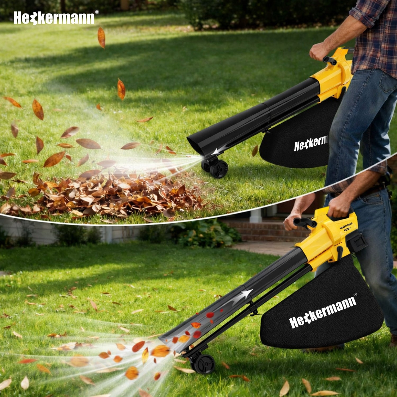 ELECTRIC LEAF BLOWER CORDLESS VACUUM CLEANER WITH 3in1 SHREDDER Brand Heckermann