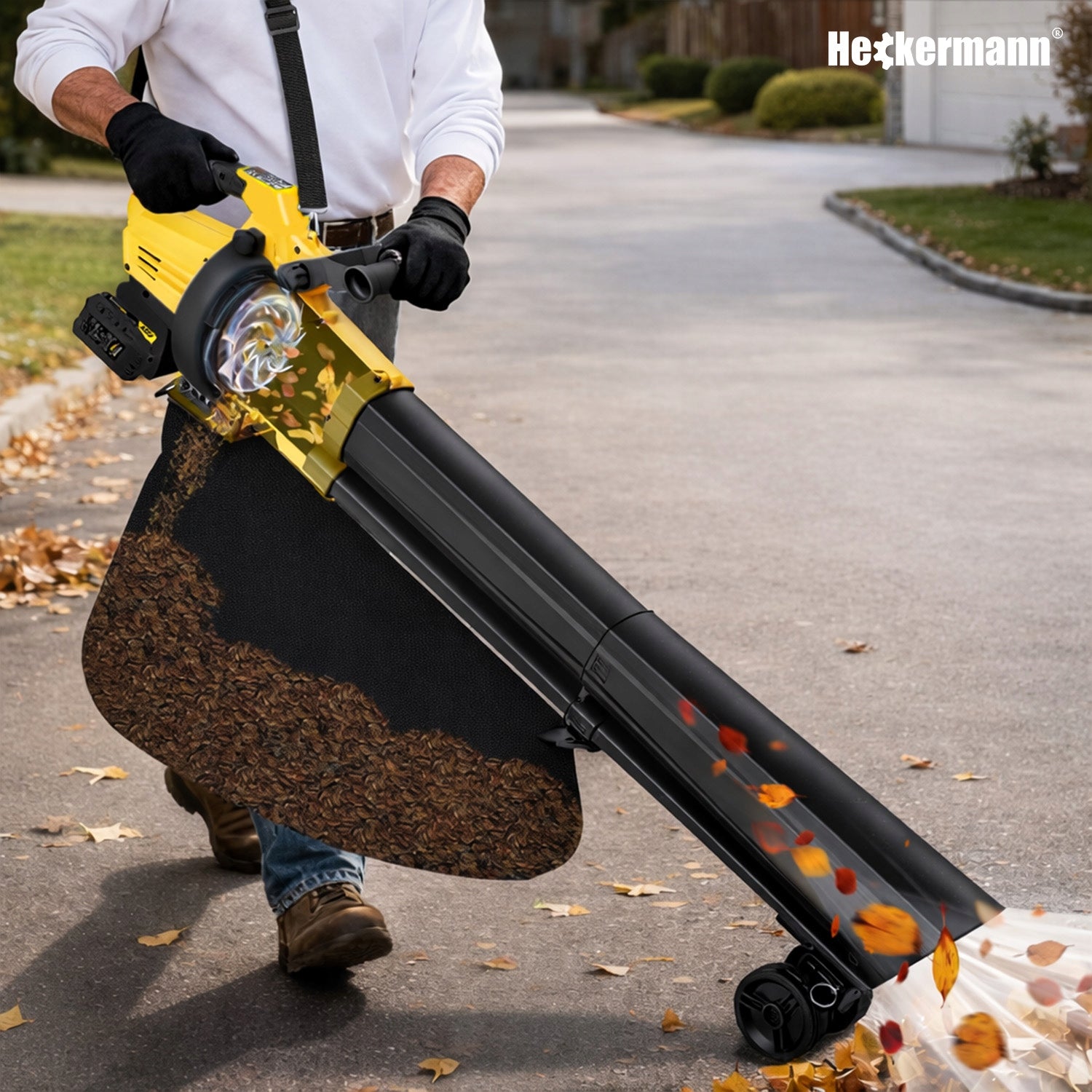 ELECTRIC LEAF BLOWER CORDLESS VACUUM CLEANER WITH 3in1 SHREDDER Manufacturer code Heckermann Select AVDM40