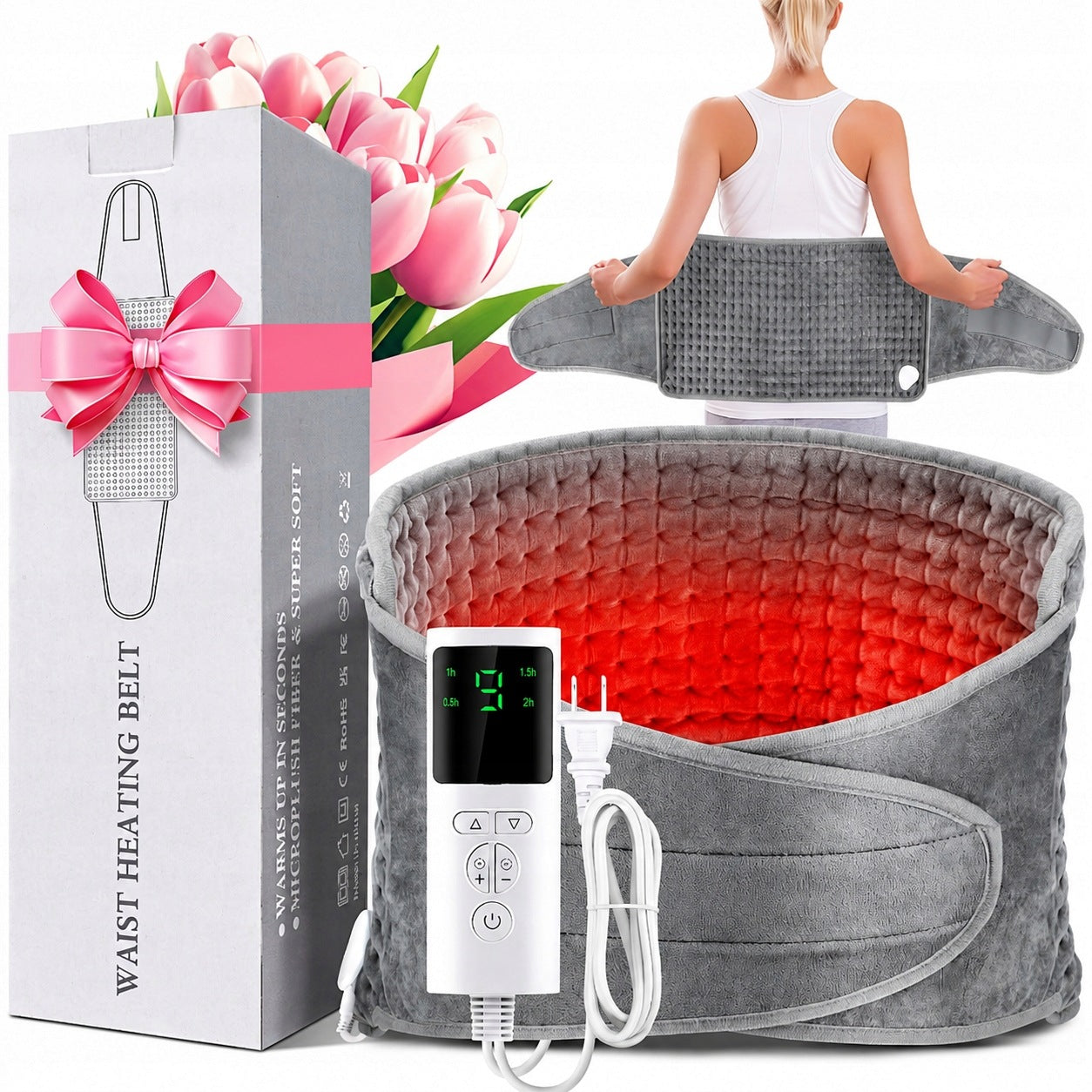 ELECTRIC LUMBAR BELT HEATING PAD WITH 9 DEGREES OF HEATING