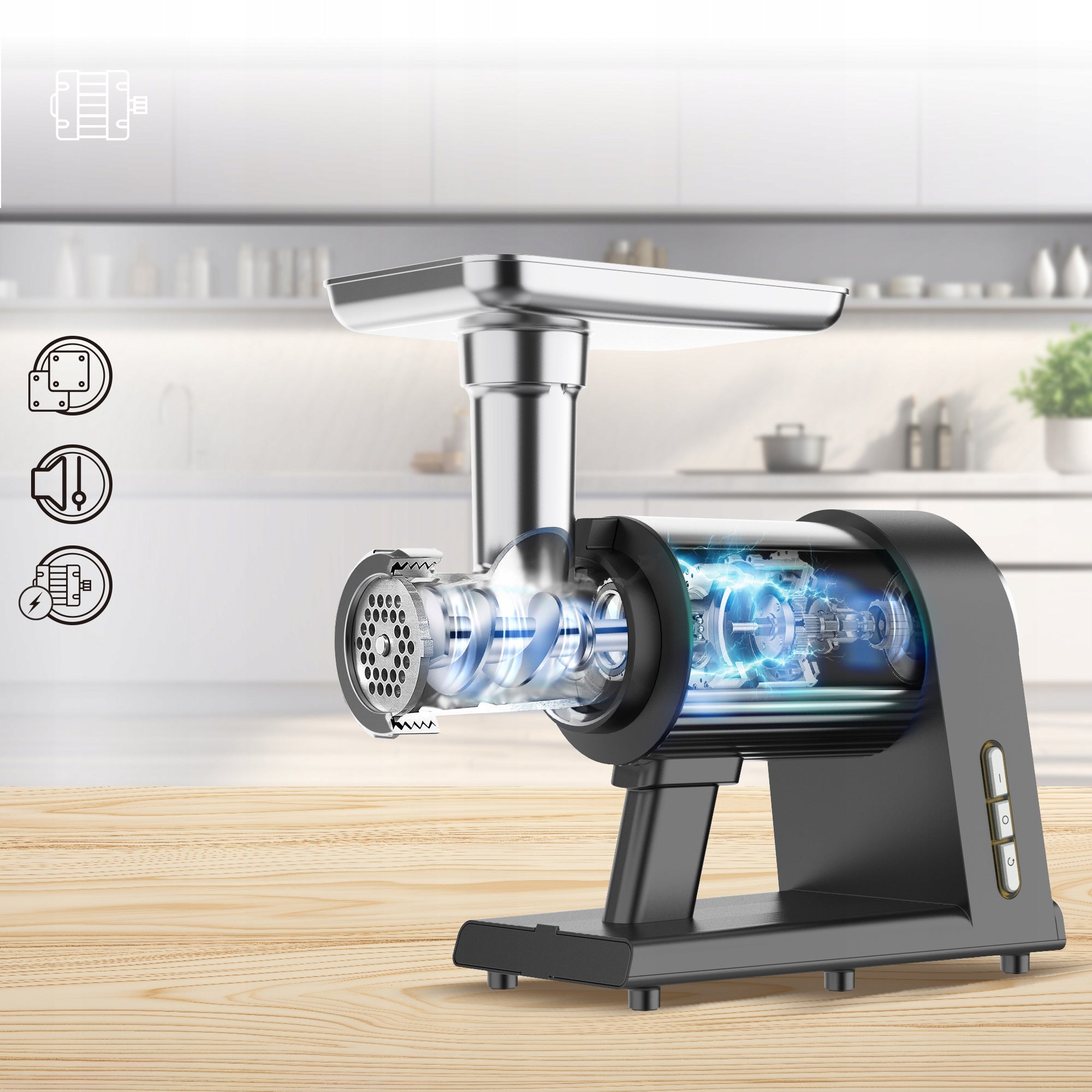 ELECTRIC MEAT GRINDER 2600W COPPER MOTOR METAL GEARS Dominant color silver/gray