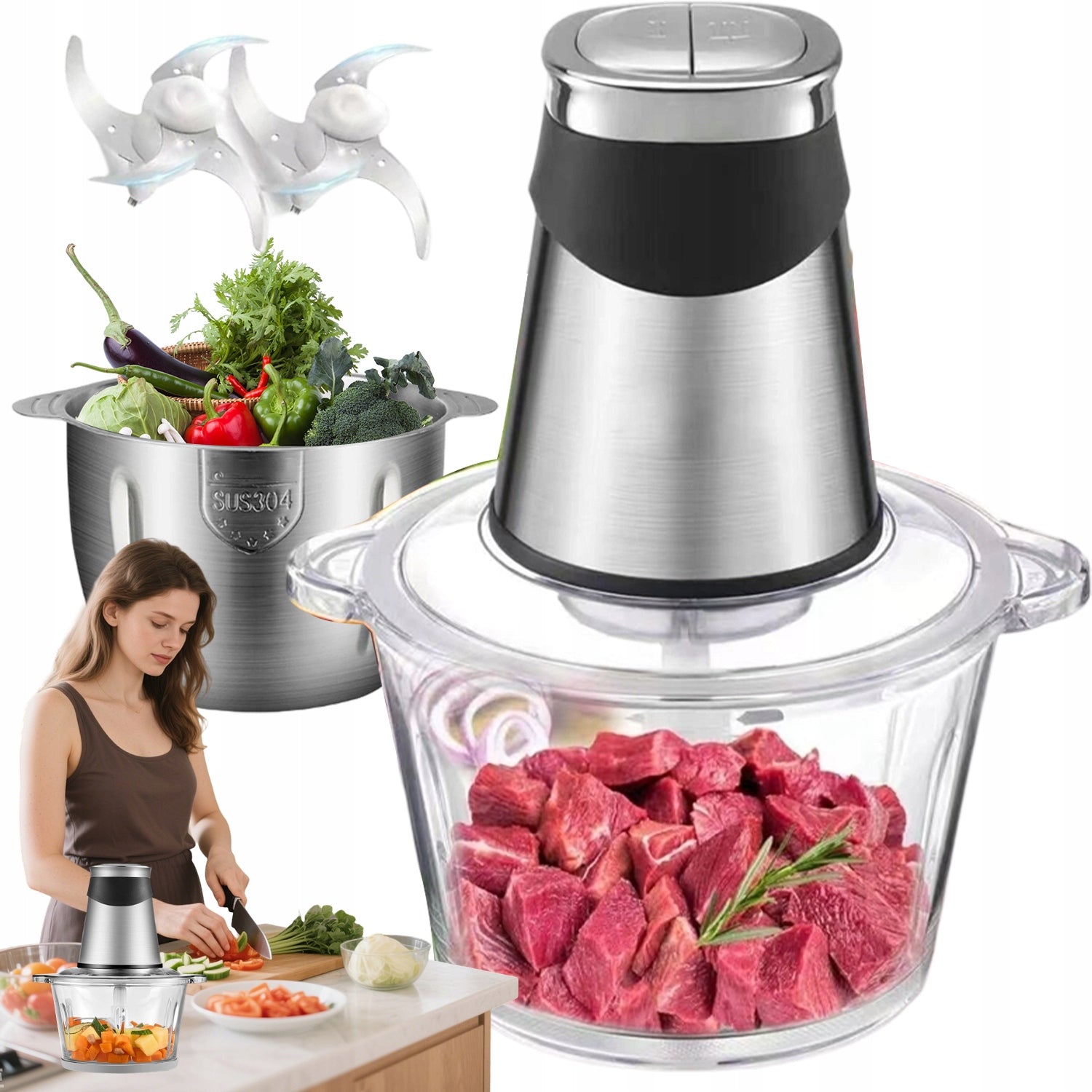 ELECTRIC MEAT GRINDER 500W 2 POWER LEVELS FOR HARD FOOD