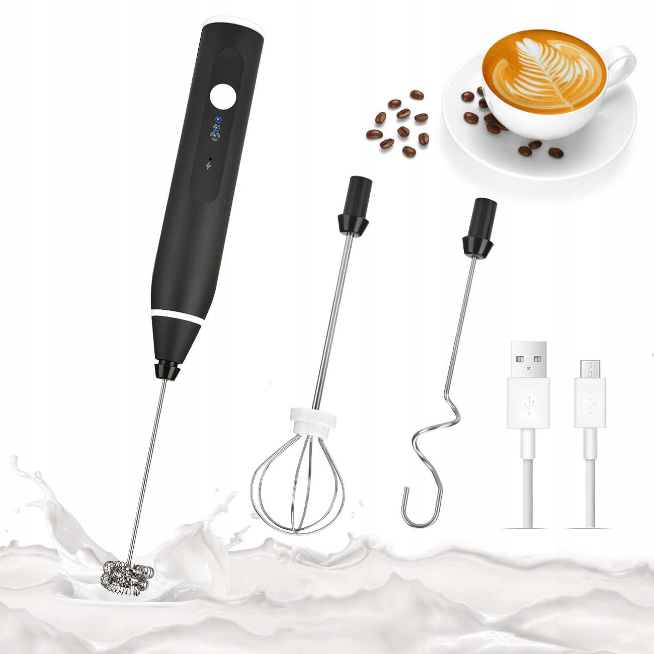 ELECTRIC MILK FROTHER COFFEE BEATER MIXER CE Packaging status original