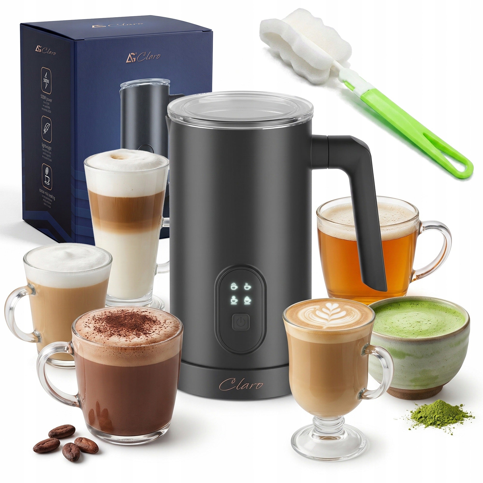 ELECTRIC MILK FROTHER Claro Uno 500W WITH HEATER 350ml 4 MODES