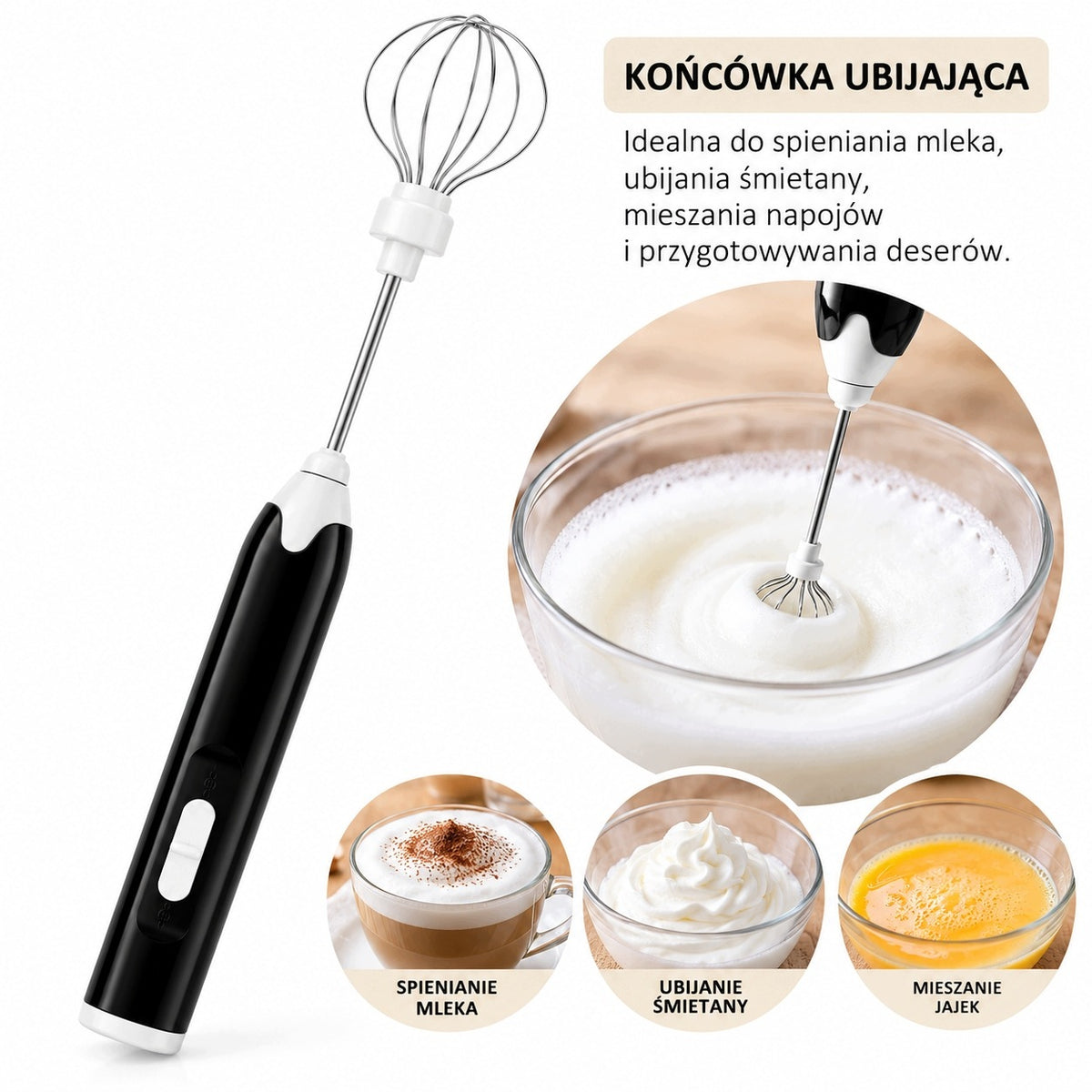 ELECTRIC MILK FROTHER HAND MIXER 2 TIPS SPEED CONTROL Manufacturer code ELEKTRYCZNY SPIENIACZ DO MLEKA MIKSER RĘCZNY