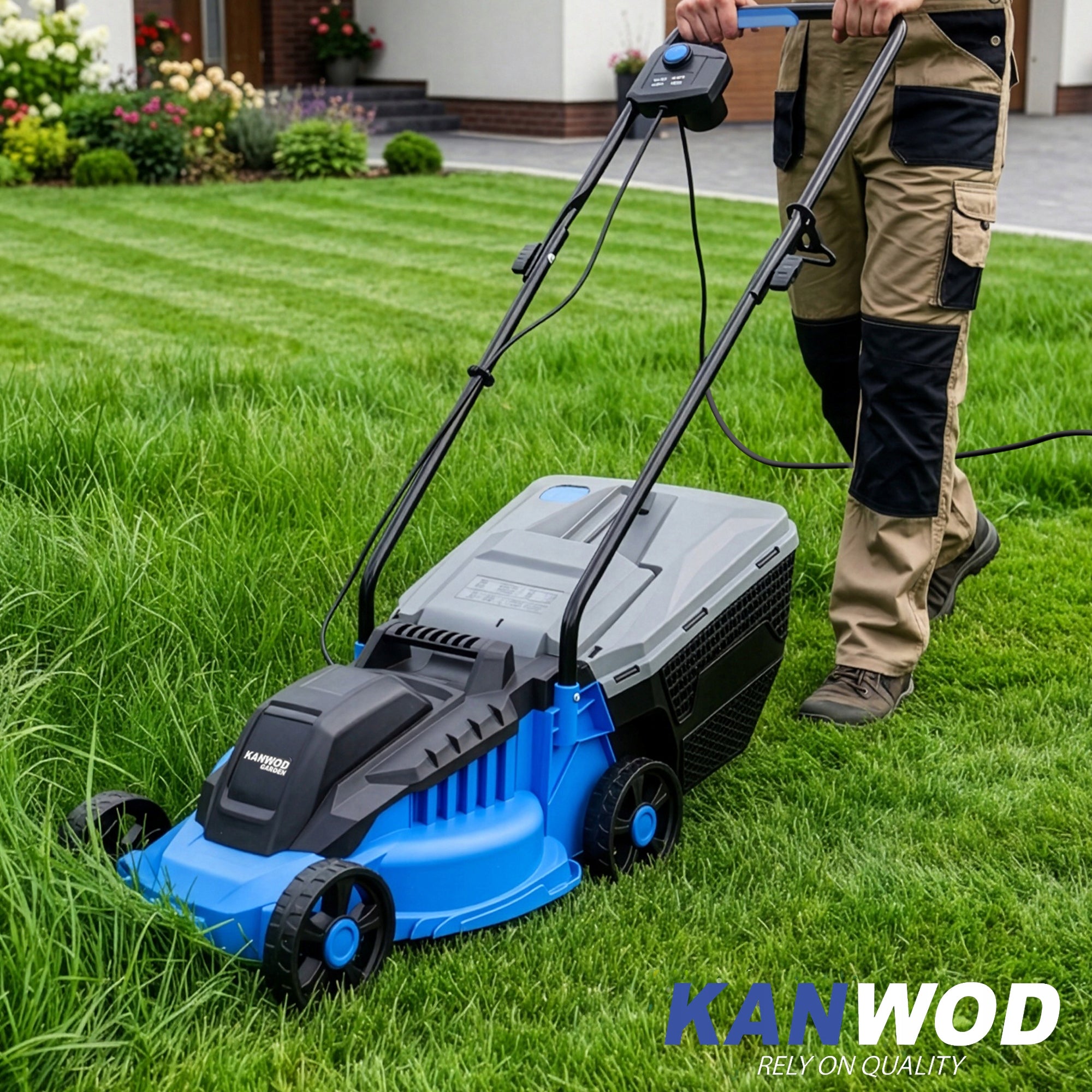ELECTRIC MOWER LIGHT STRONG FOR GRASS LARGE BASKET 30L 2000W KANWOD Brand Kanwod