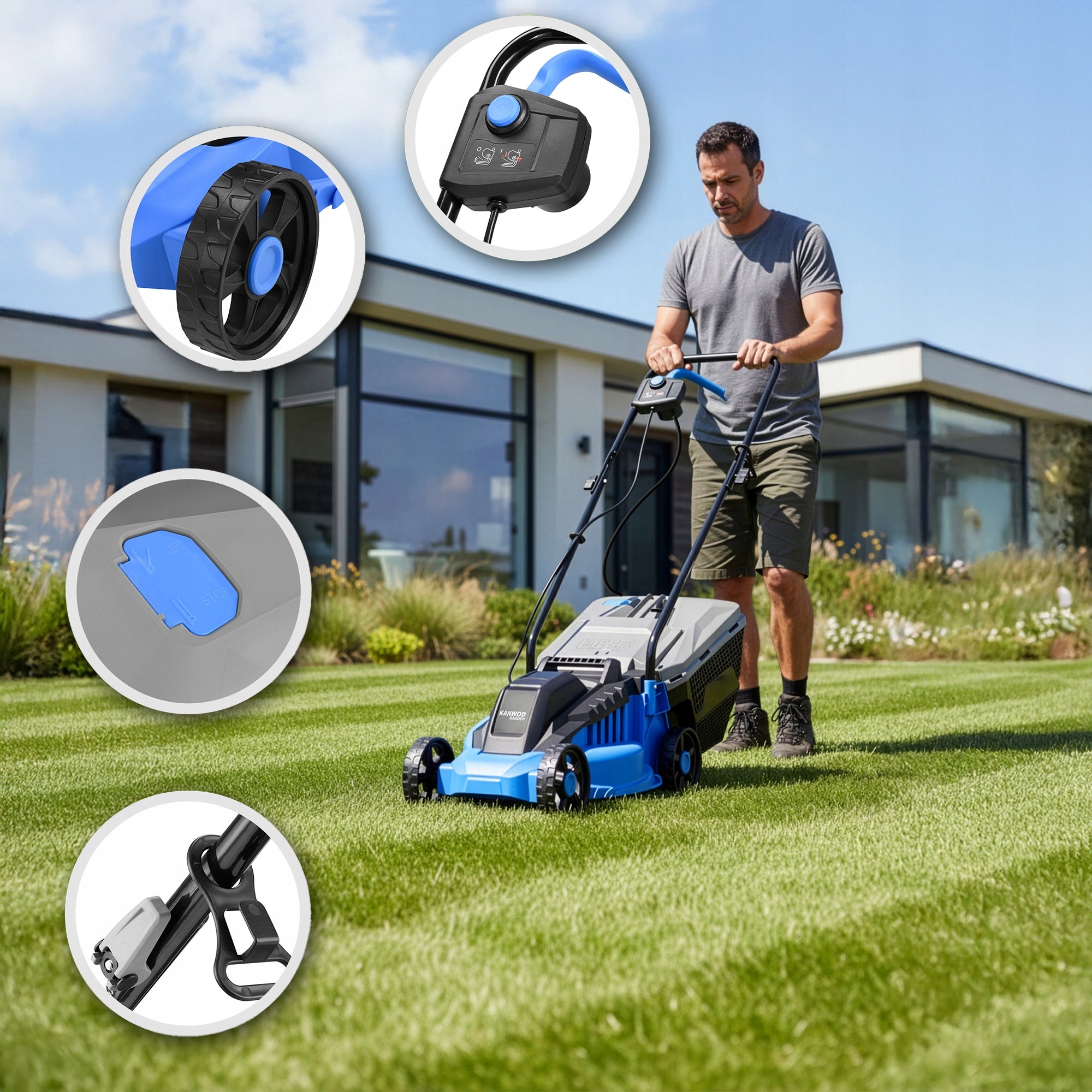ELECTRIC MOWER LIGHT STRONG FOR GRASS LARGE BASKET 30L 2000W KANWOD Series KANWOD_HARVEY