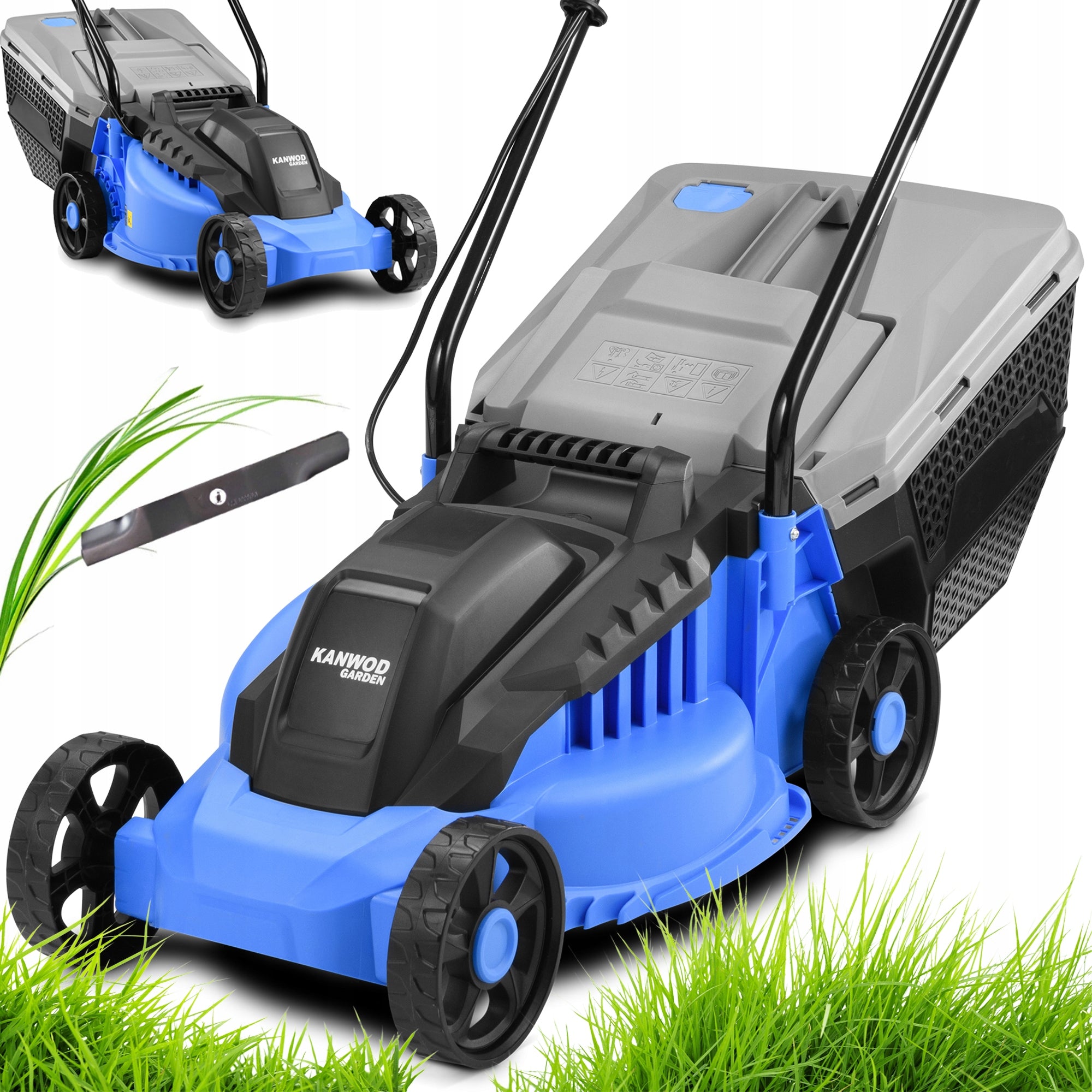 ELECTRIC MOWER LIGHT STRONG FOR GRASS LARGE BASKET 30L 2000W KANWOD