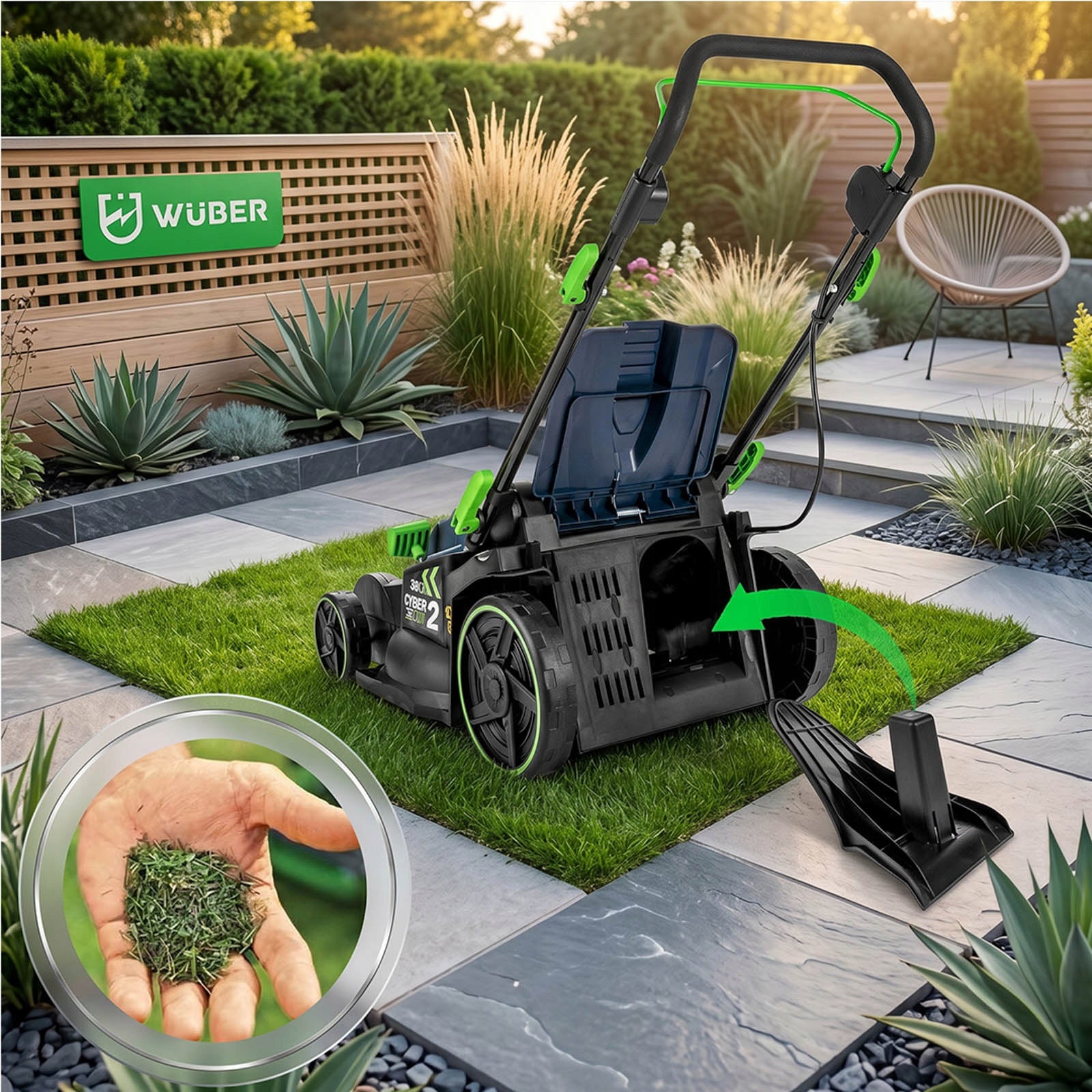 ELECTRIC MOWER LIGHT STRONG FOR GRASS WITH ADJUSTABLE LARGE BASKET WUBER MULCH Series KOSIARKI DO TRAWY WUBER ELEKTRYCZNE