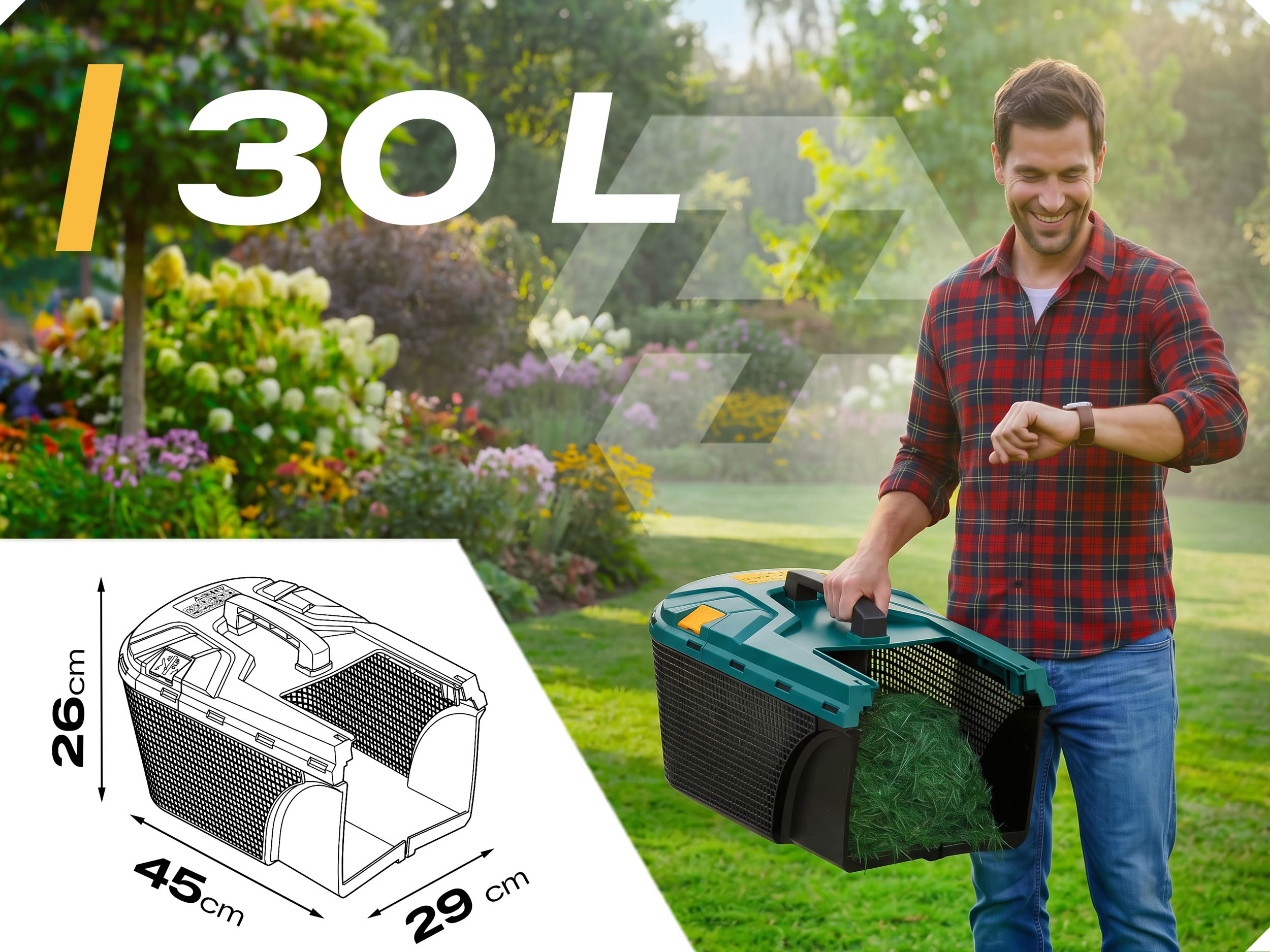 ELECTRIC MOWER LIGHT STRONG FOR GRASS WITH ADJUSTMENT 1400W 34CM HUMBERG Manufacturer code 561201