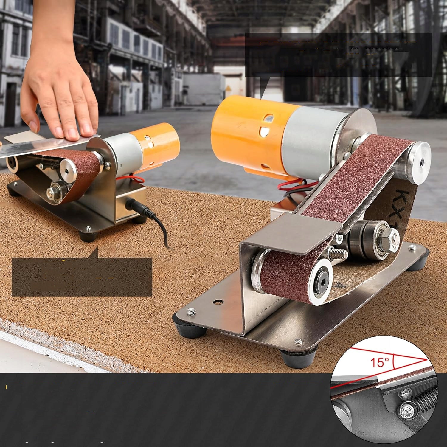 ELECTRIC MULTIFUNCTIONAL METAL TABLE BELT SANDER KNIFE SHARPENER Batteries included yes