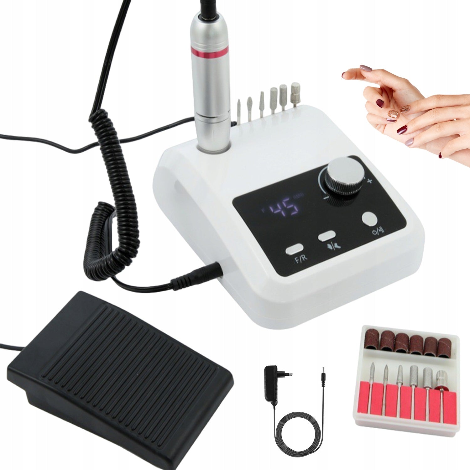 ELECTRIC NAIL FILE WITH LCD FUNCTION AND LOW VIBRATION ERGONOMICS