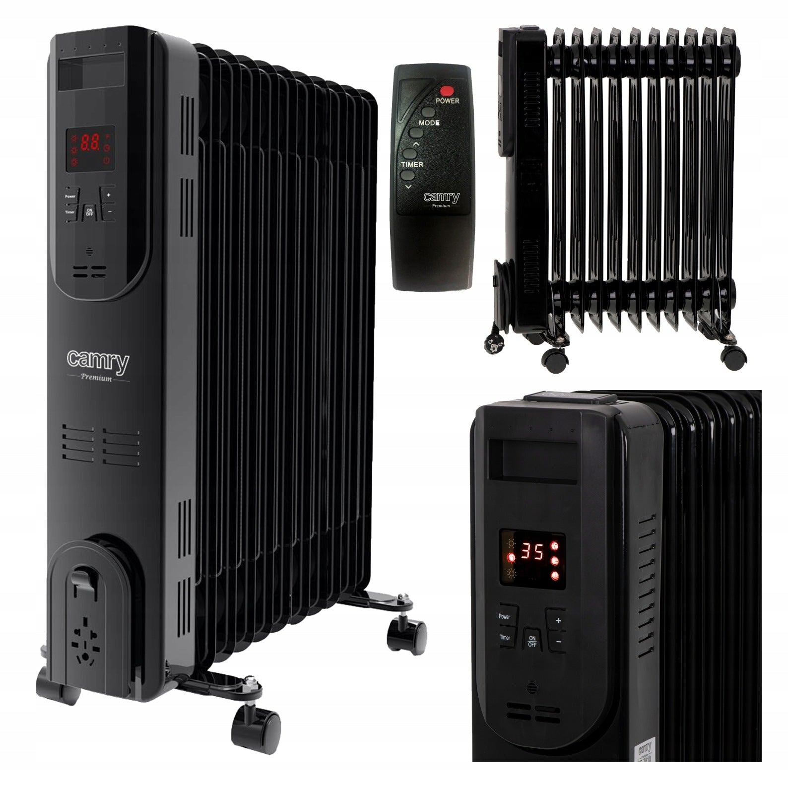 ELECTRIC OIL HEATER 11 RIBS 3 POWERS THERMOSTAT 2500W LED REMOTE CONTROL