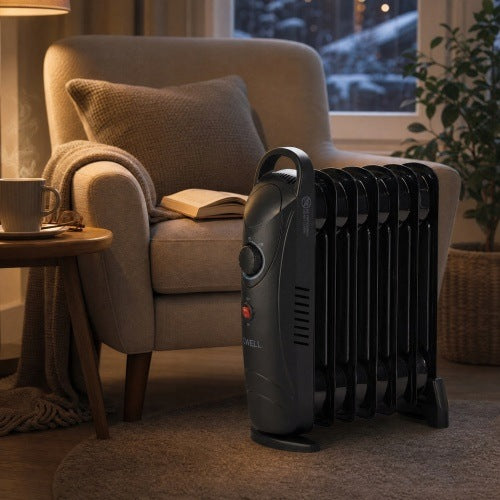 ELECTRIC OIL HEATER 800W OILER 7 RIBS XXL THERMOSTAT ADJUSTMENT Manufacturer code OW 7832 GRZEJNIK OLEJOWY 7 ŻEBEREK TERMOSTAT