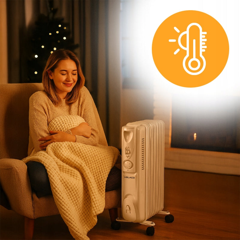 ELECTRIC OIL HEATER 9 RIBS THERMOSTAT MERAPI 2000 WATT Packaging status original