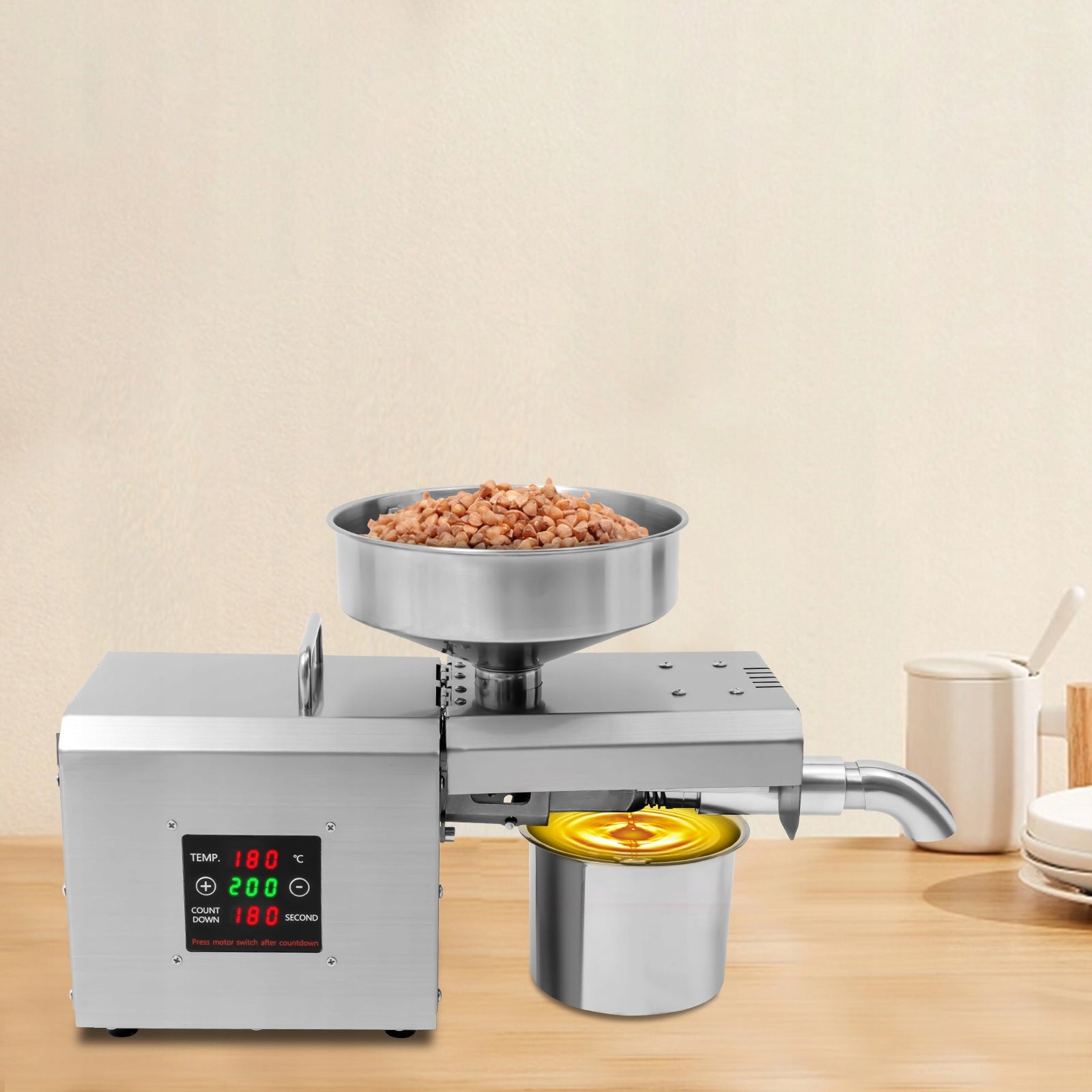 ELECTRIC OIL PRESS MACHINE 610W 5KG/H TEMPERATURE CONTROL, HOST EXTENDED Packaging status original