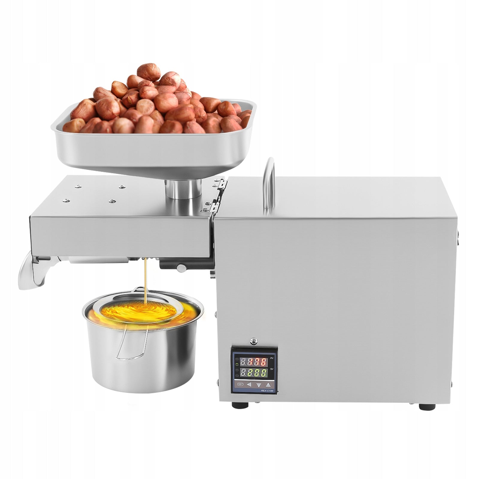 ELECTRIC OIL PRESS MACHINE PRESS EXTRACTOR 610W 5KG/H TEMPERATURE CONTROL