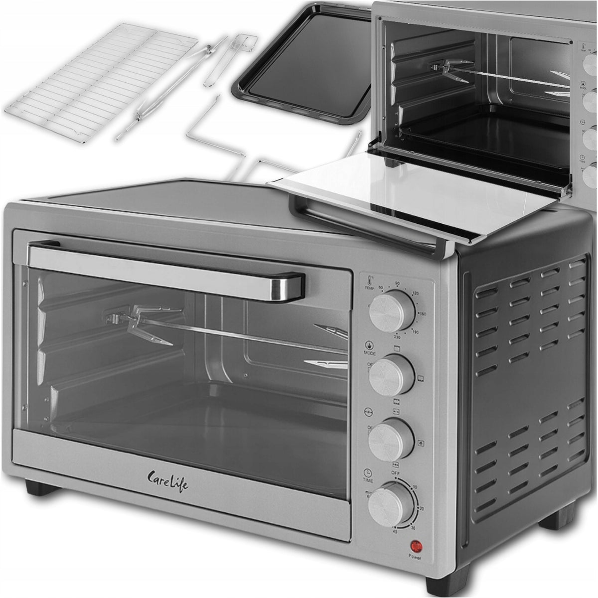 ELECTRIC OVEN 45L SPIT + THERMOCOUPLE+GRILL FREESTANDING PORTABLE