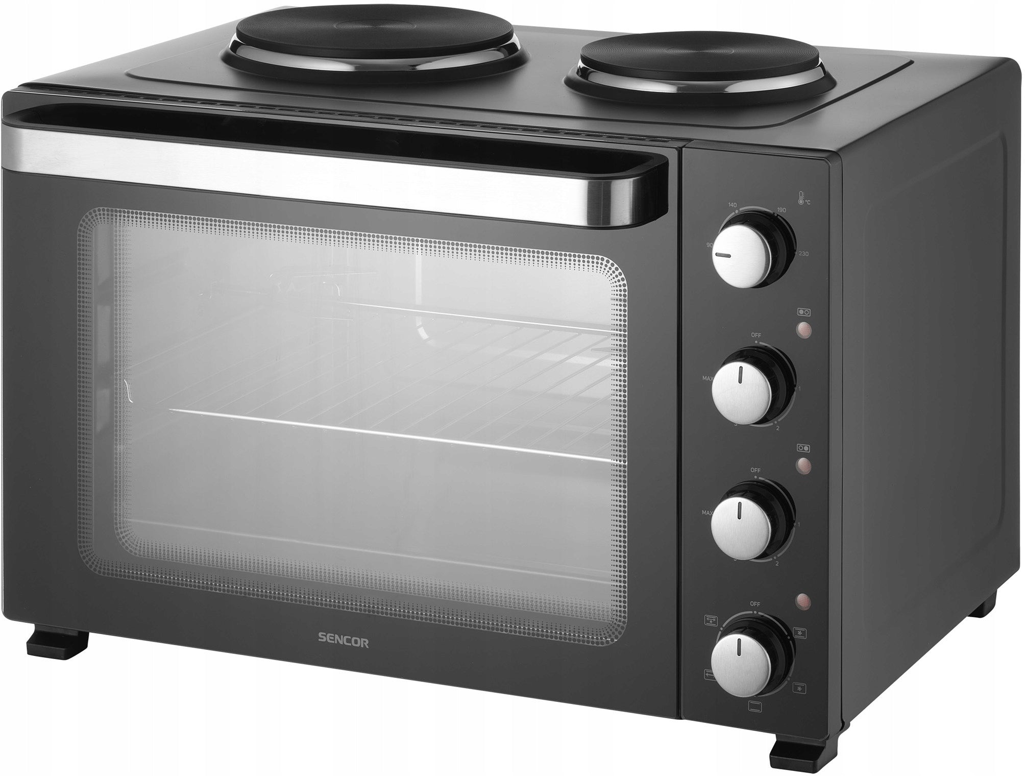 ELECTRIC OVEN 48L 230°C + 2 HEATING PLATES 3500W SENCOR SEO 4800BK Packaging status original