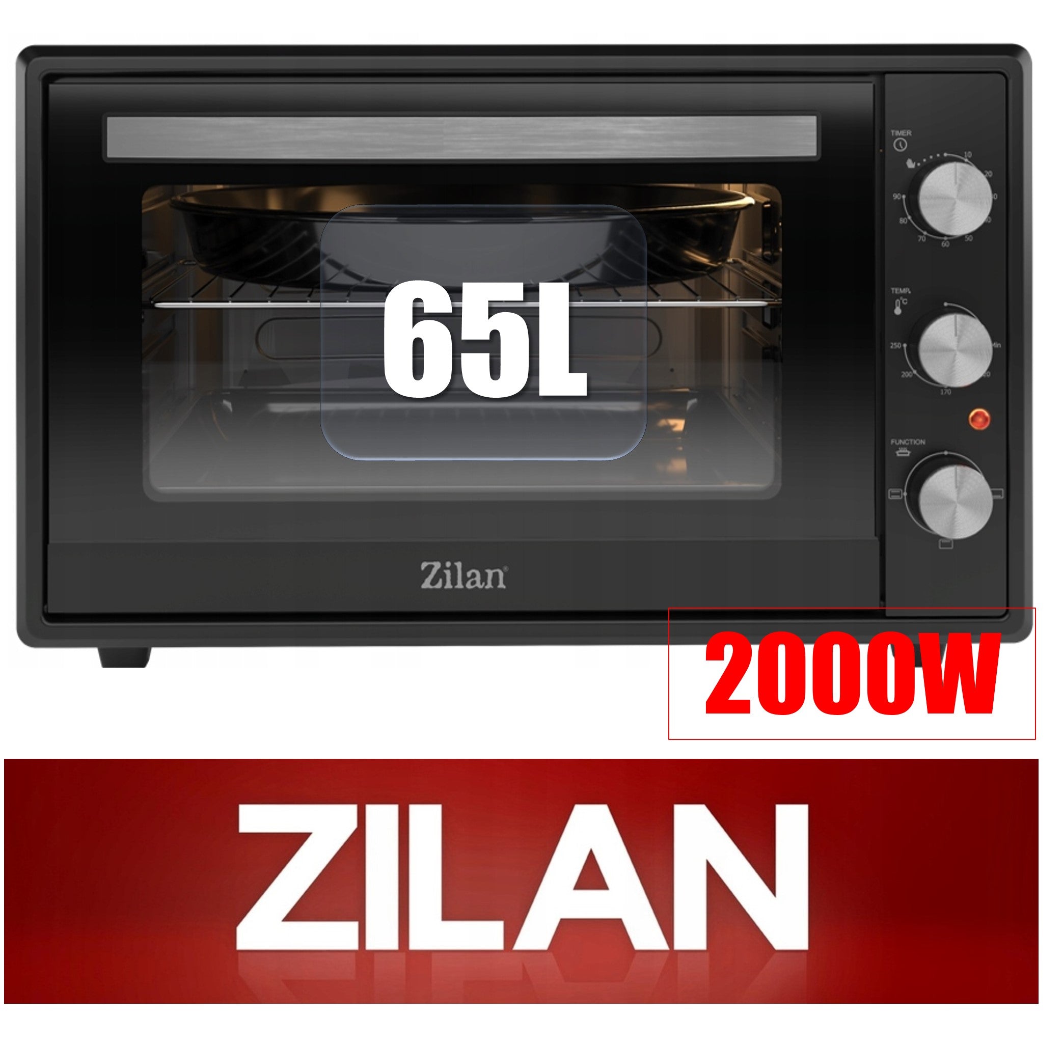 ELECTRIC OVEN MINI GRILL TIMER BLACK XXL 2000W 65L Packaging status original